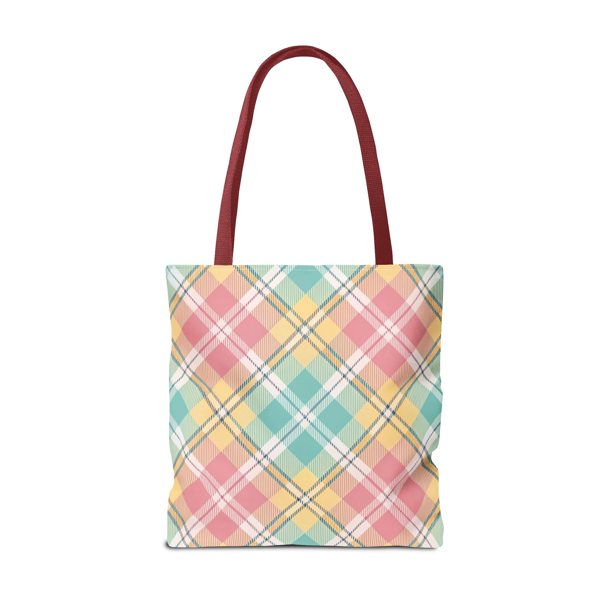 Pastel Plaid Tote Bag | Spring Plaid Pattern, Pastel Checkered Tote