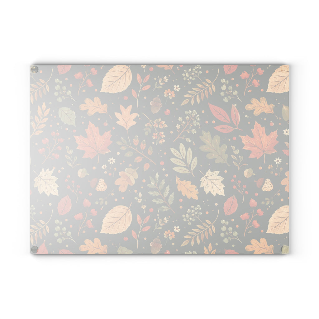 Autumn Leaves Pattern Glass Cutting Board | Fall Leaf Kitchen Decor