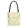 Lemon Stripe Pattern Tote Bag | Citrus Floral All-Over Print