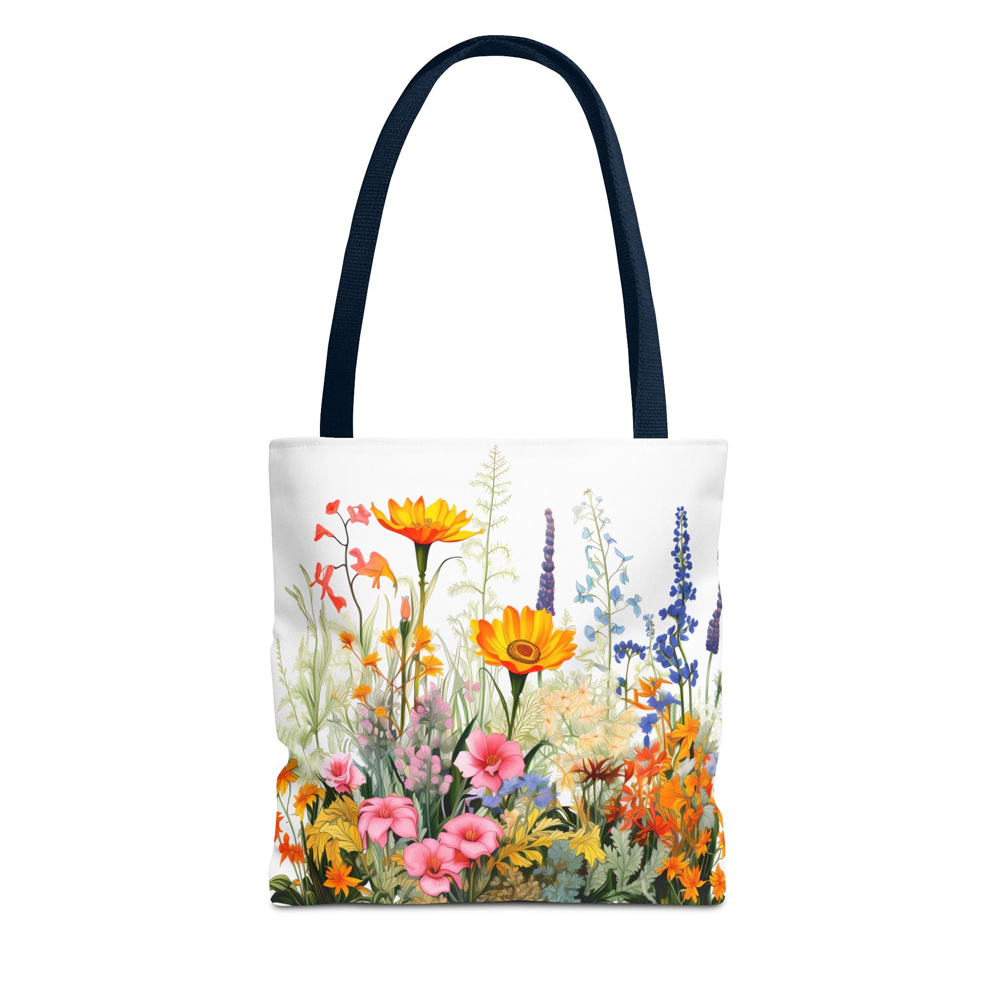 Wildflower Garden Tote Bag | Floral Meadow Illustration, Colorful Bloom Print