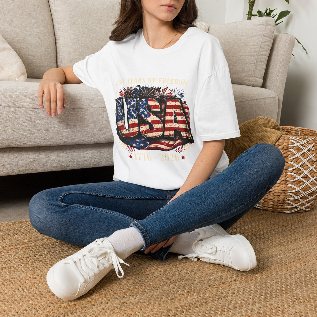 USA Flag Graphic T-Shirt | American Flag Typography, Patriotic Fourth of July