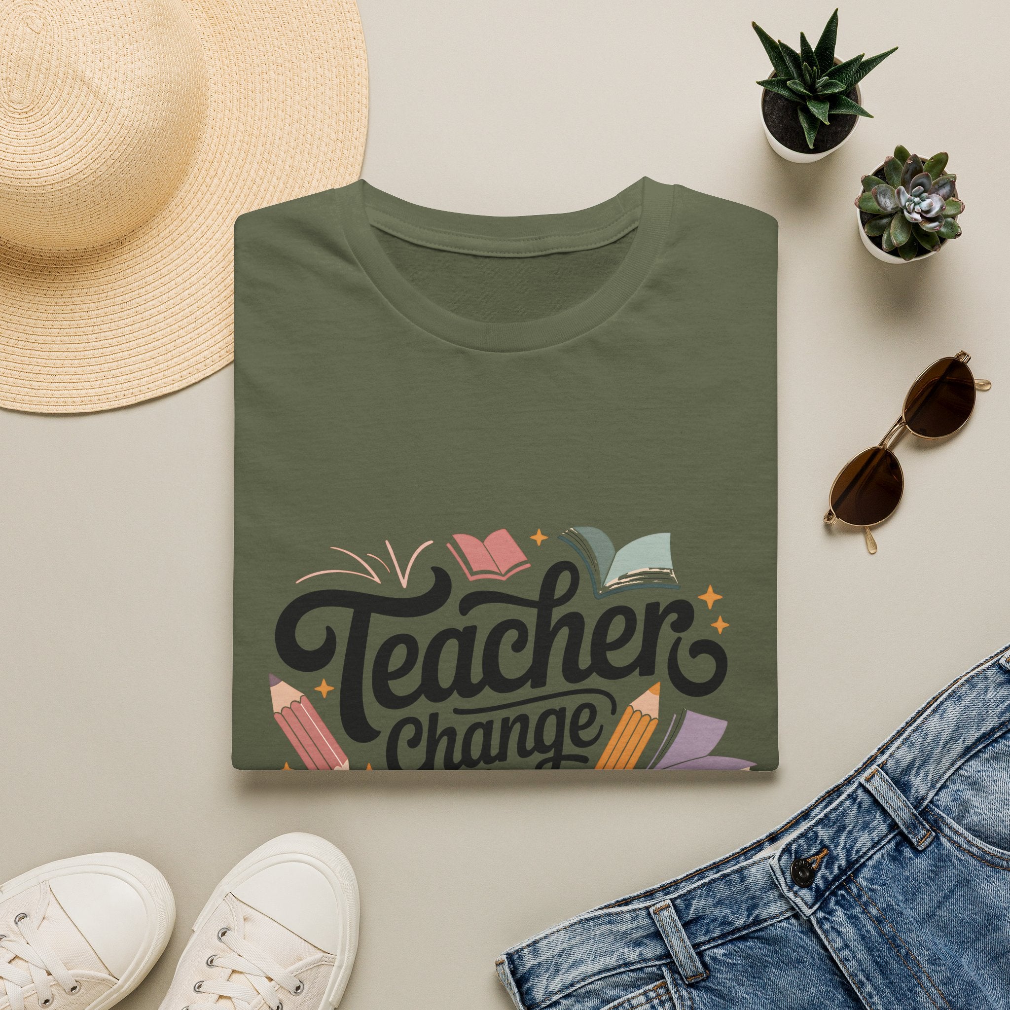 Teacher Change the World T-Shirt | School Teacher Typography Tee