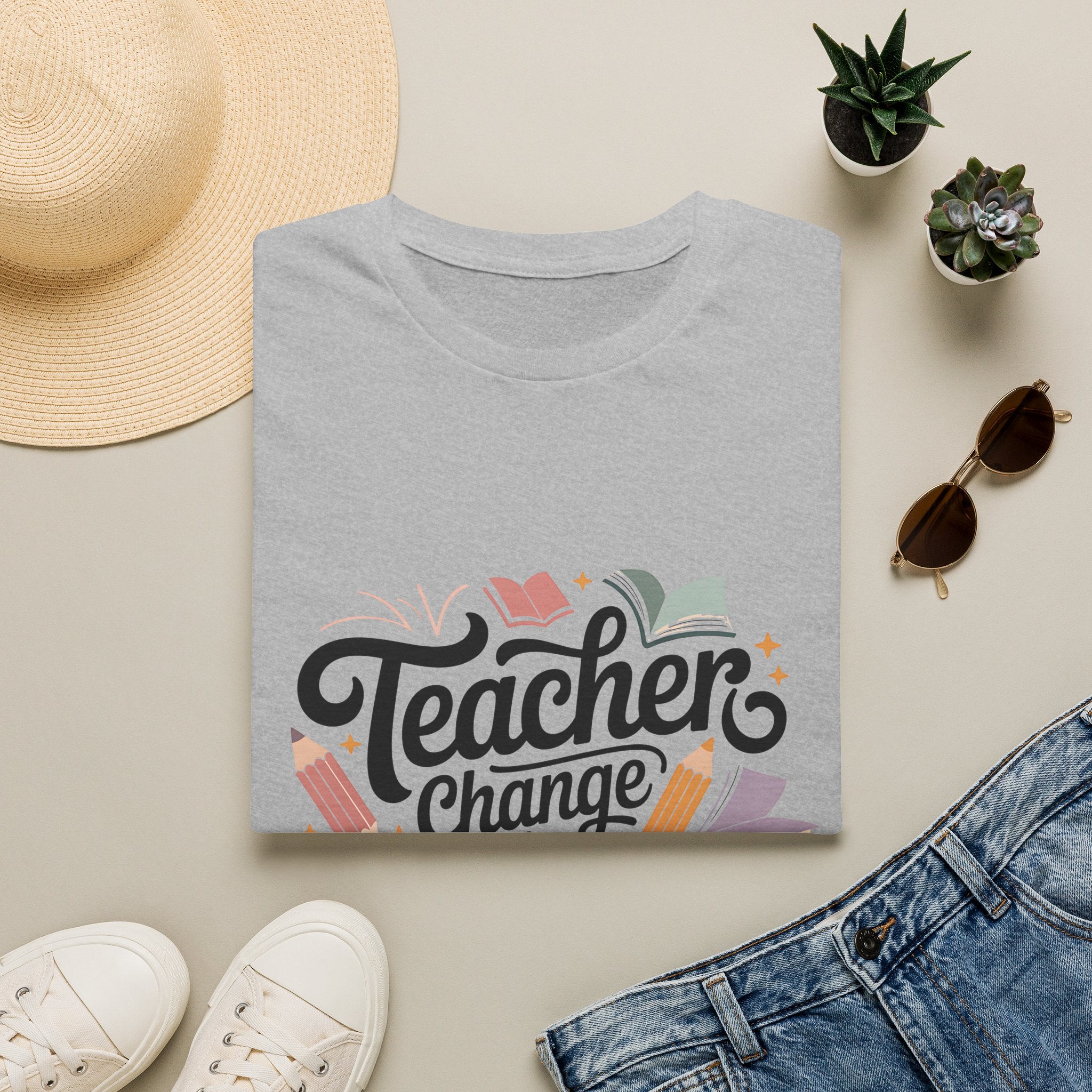 Teacher Change the World T-Shirt | School Teacher Typography Tee