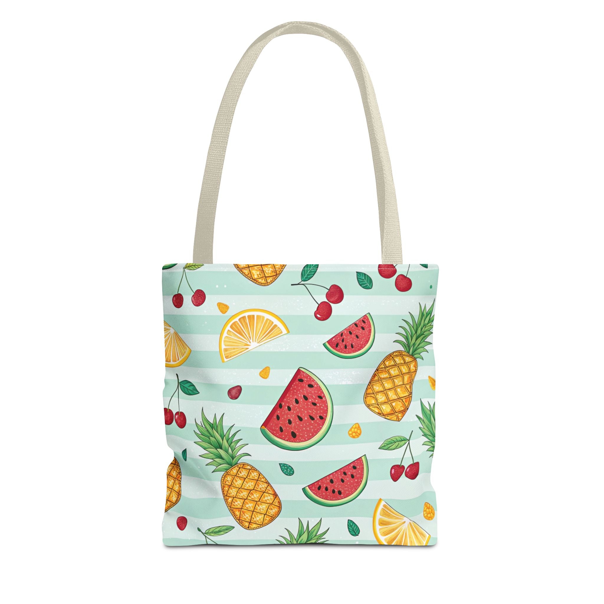 Tropical Fruit Pattern Tote Bag | Pineapple Watermelon Cherry Citrus Beach