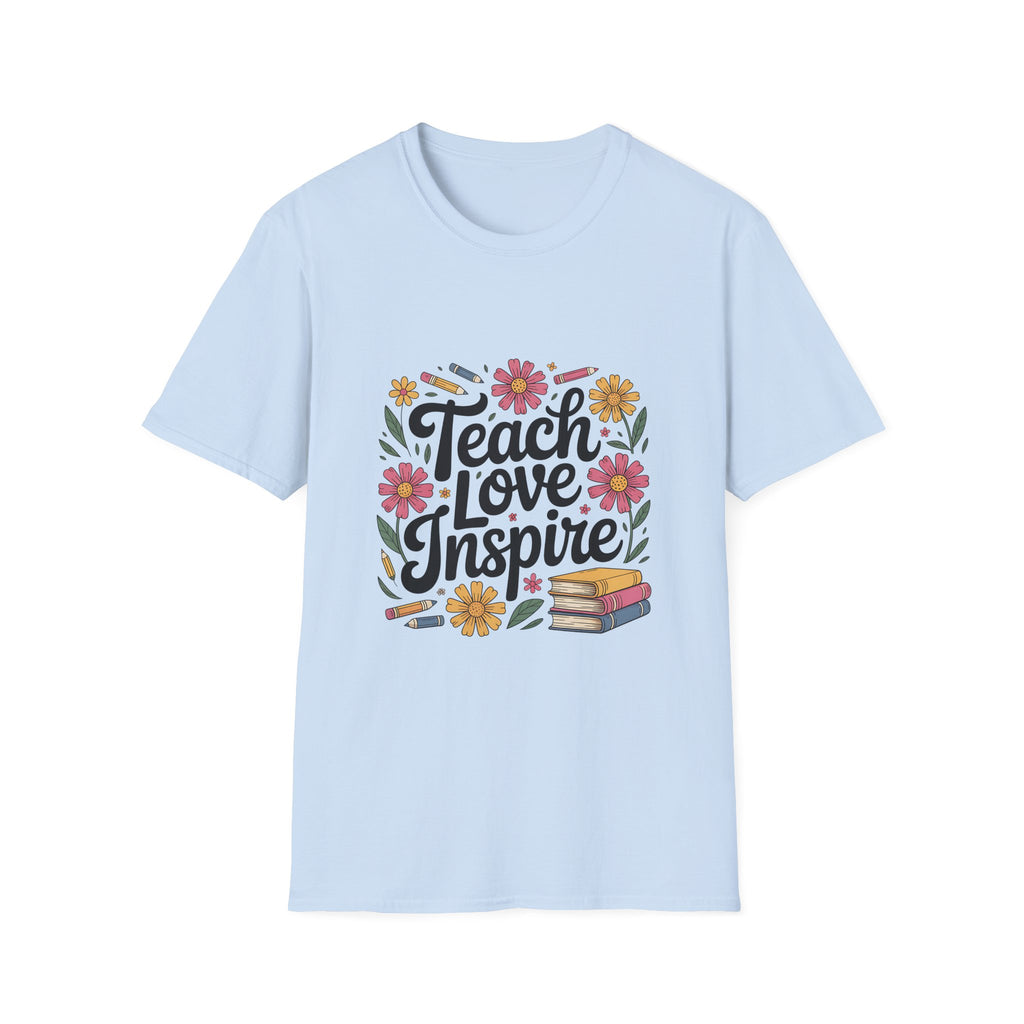 Teach Love Inspire T-Shirt | Floral Books Teacher Appreciation