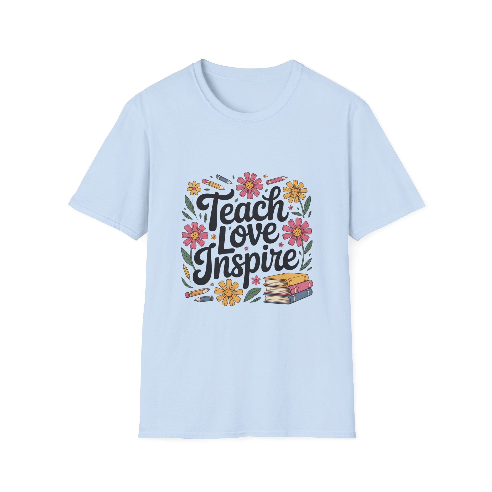 Teach Love Inspire T-Shirt | Floral Books Teacher Appreciation