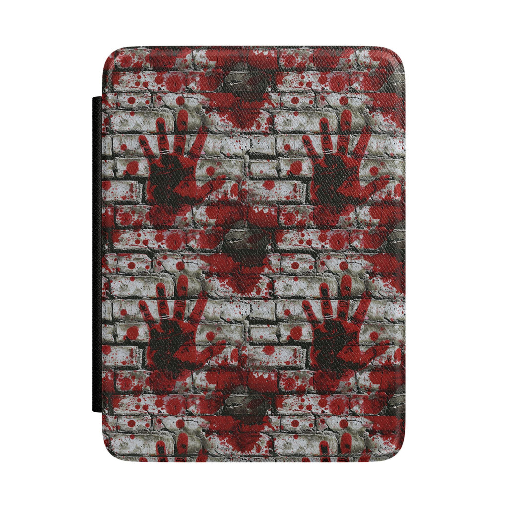 Bloody Handprint Brick Wall Kindle Case | Horror Kindle Cover