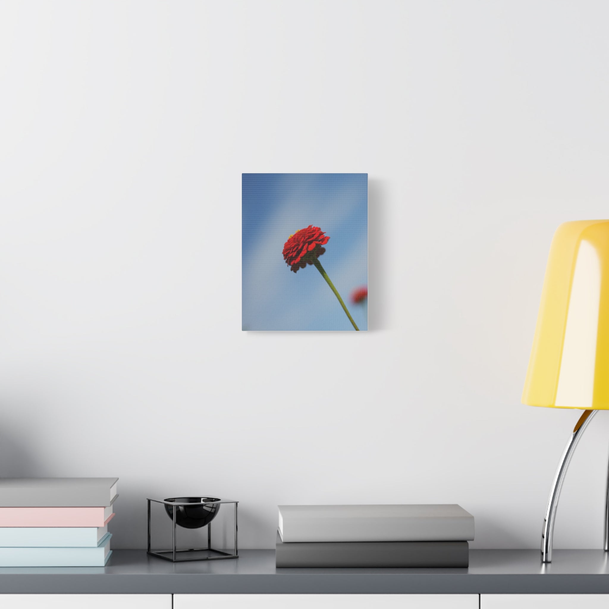 Red Zinnia Bloom Canvas | Stretched Matte Wall Art