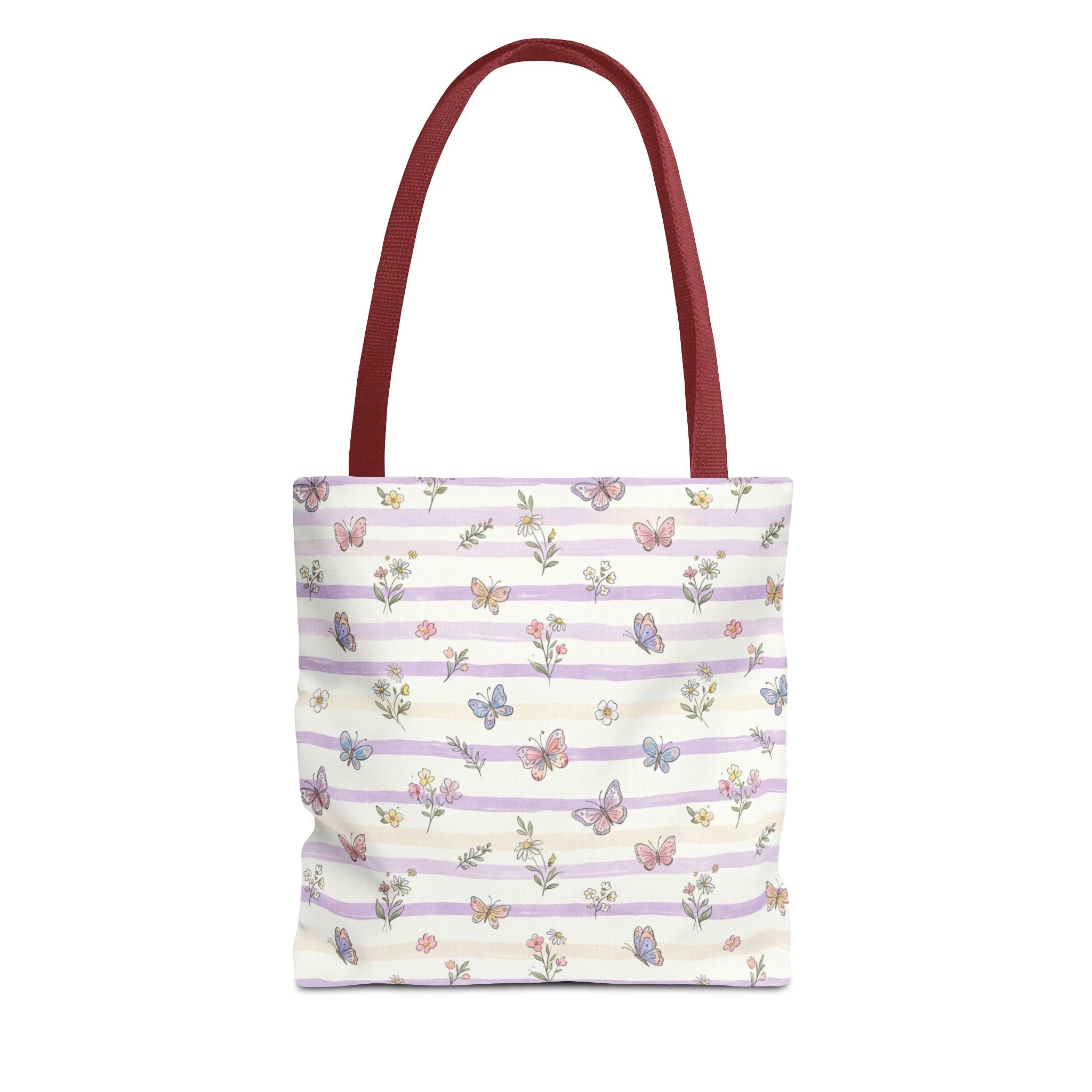 Pastel Butterfly Floral Stripe Tote