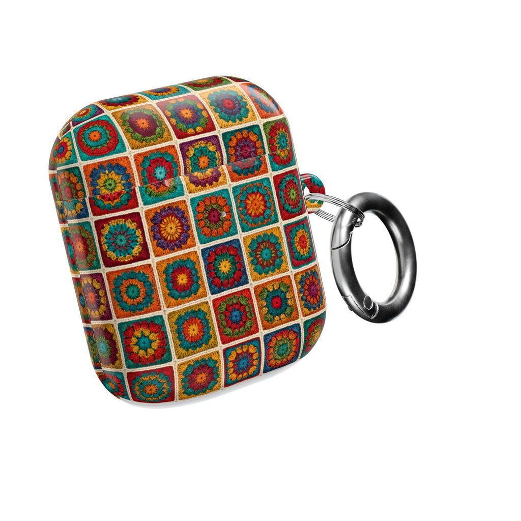 Colorful Crochet Granny Square AirPod Case | Boho Mosaic Pattern