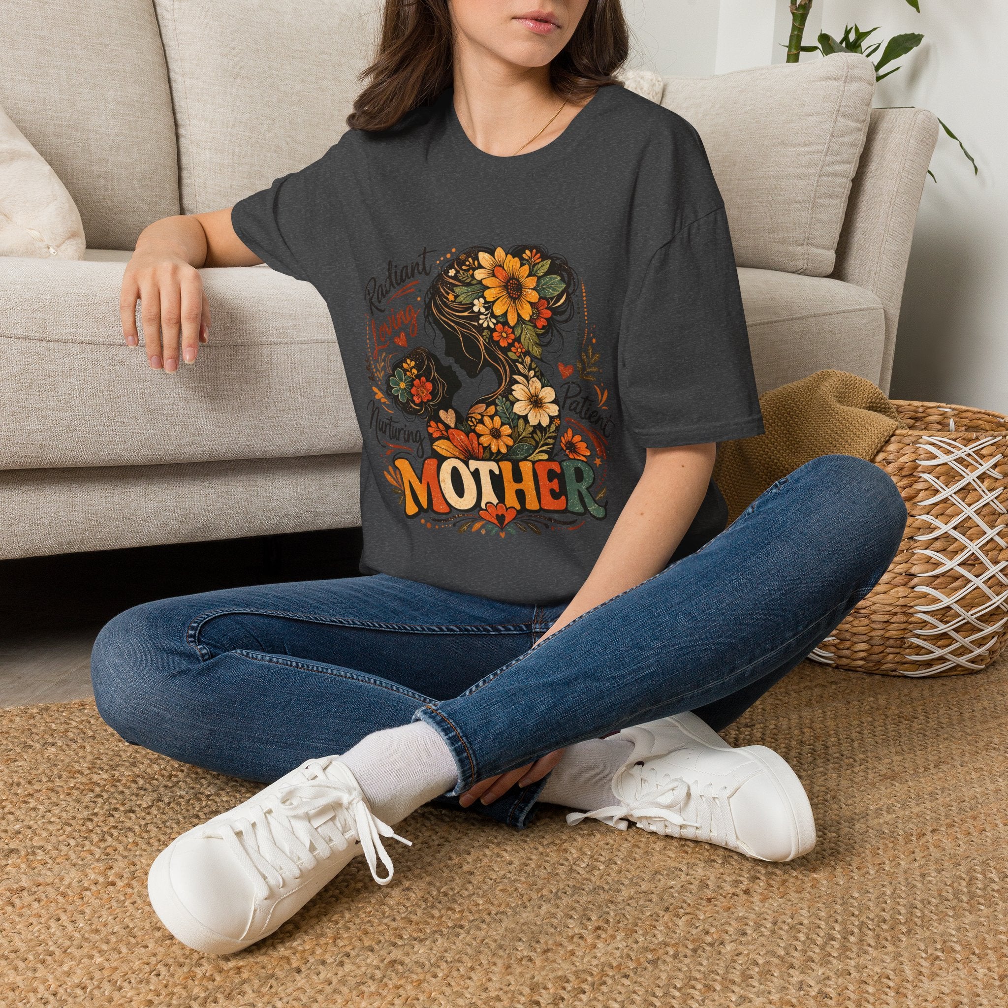 Mother silhouette floral design T-Shirt | Radiant Loving Nurturing Patient