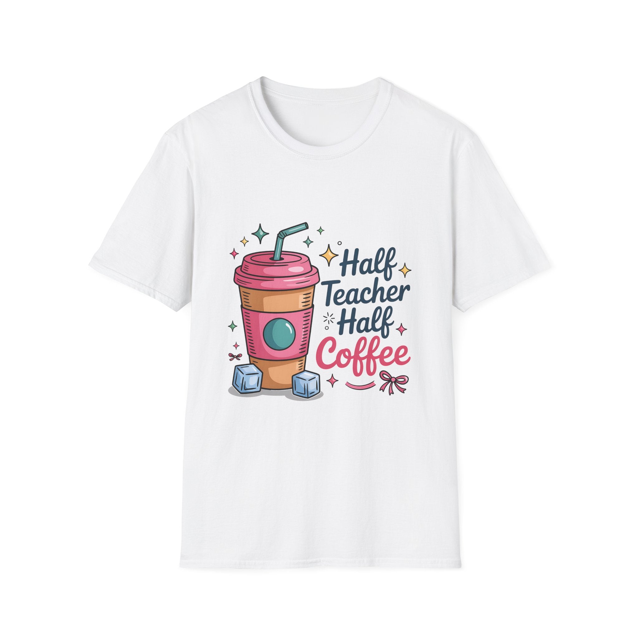 Half Teacher Half Coffee T-Shirt | Cute Coffee Cup Teacher Tee