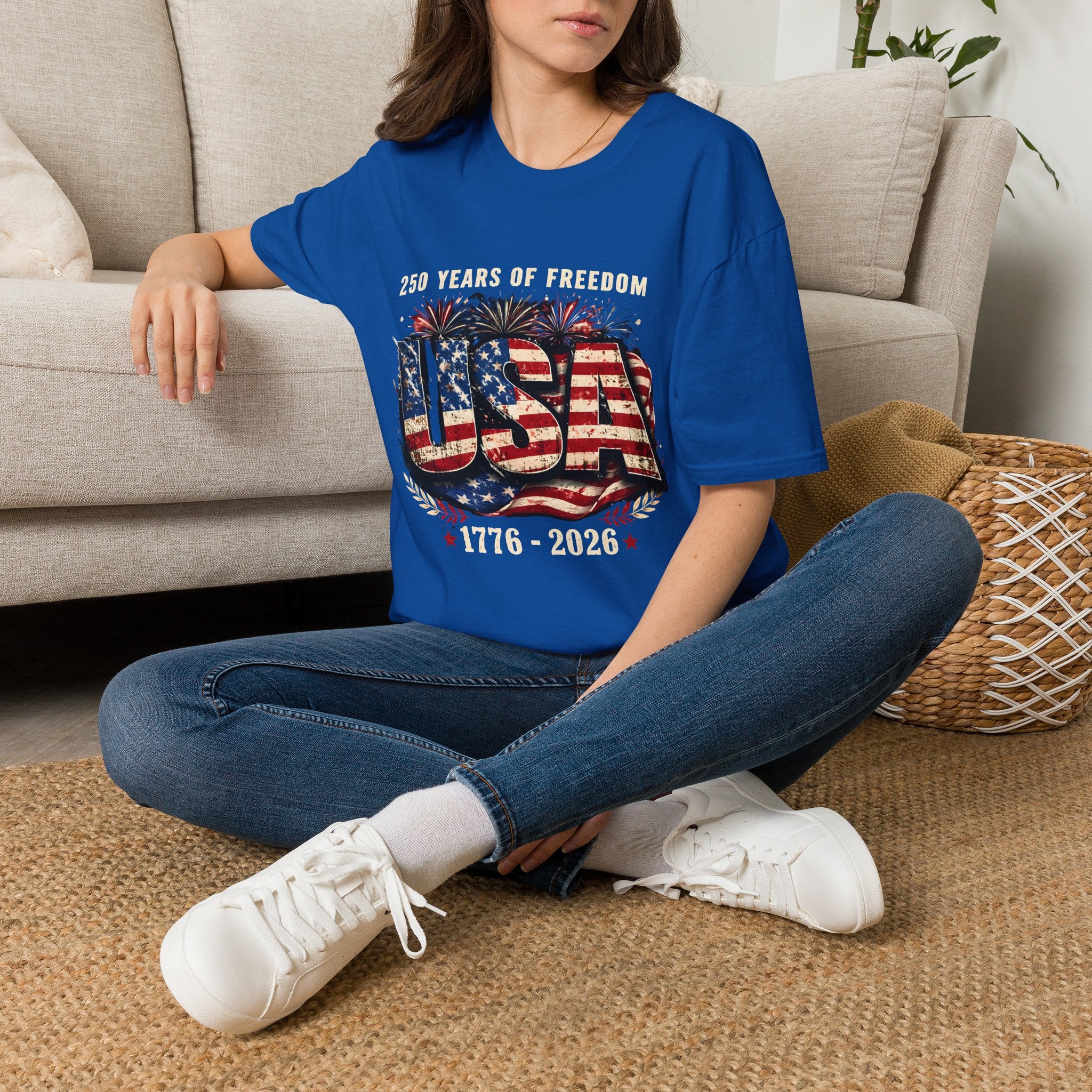 USA Flag Graphic T-Shirt | American Flag Typography, Patriotic Fourth of July