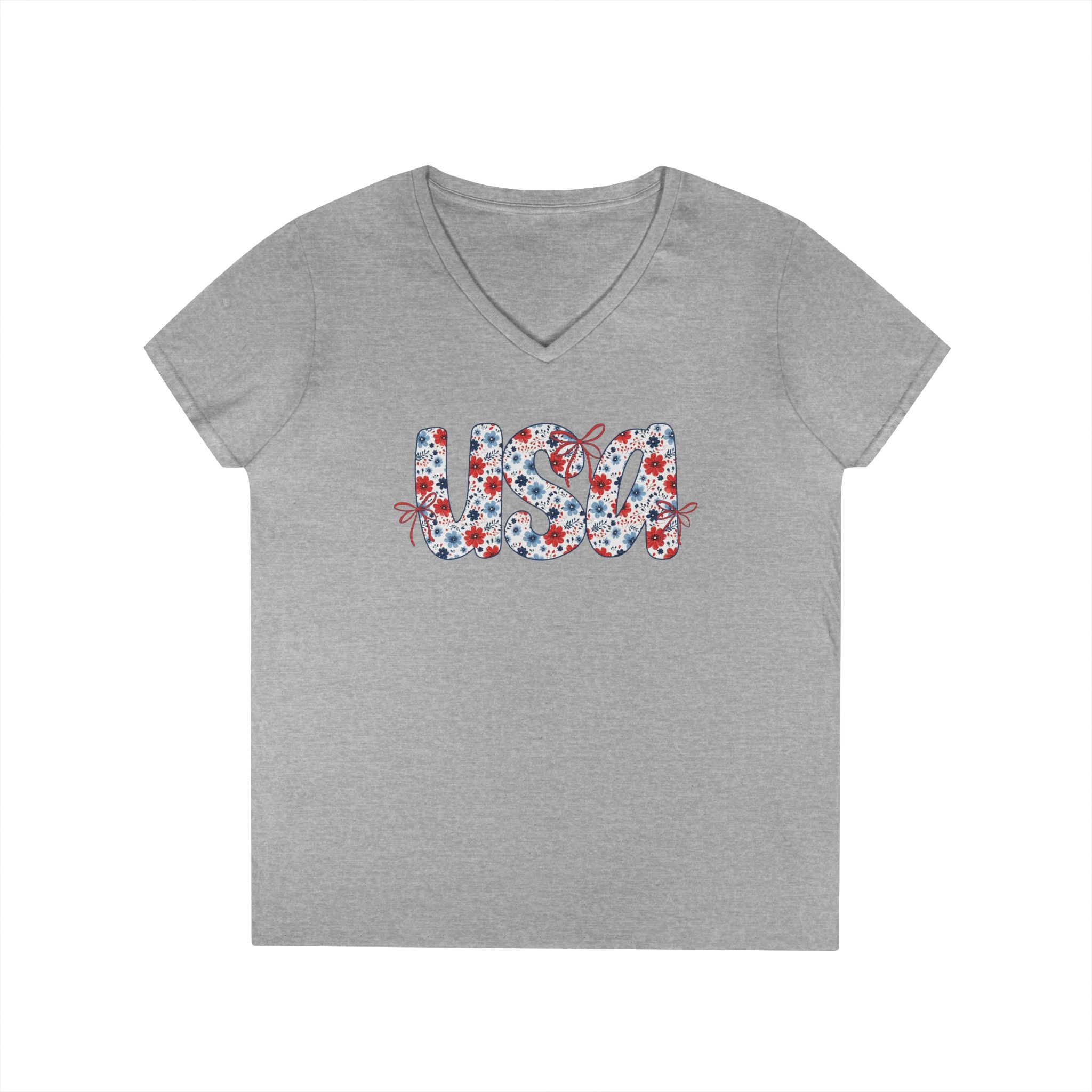 USA Floral Pattern T-Shirt | Patriotic Fourth of July Tee