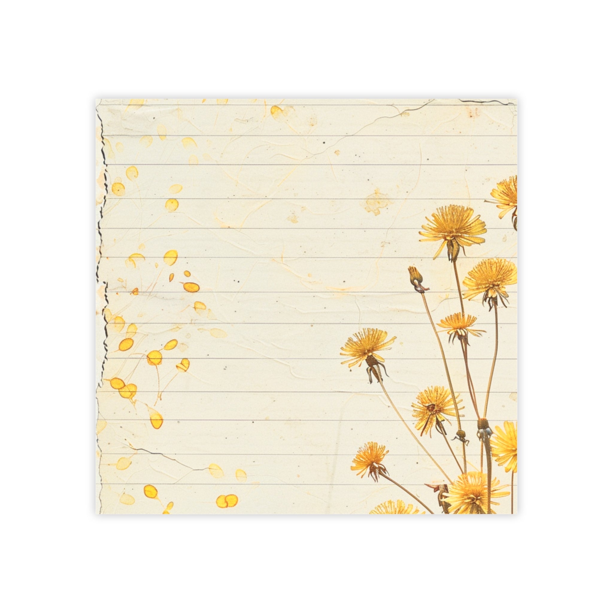 Yellow Wildflowers Post-it Note Pads | Lined Sticky Notes, Vintage Floral