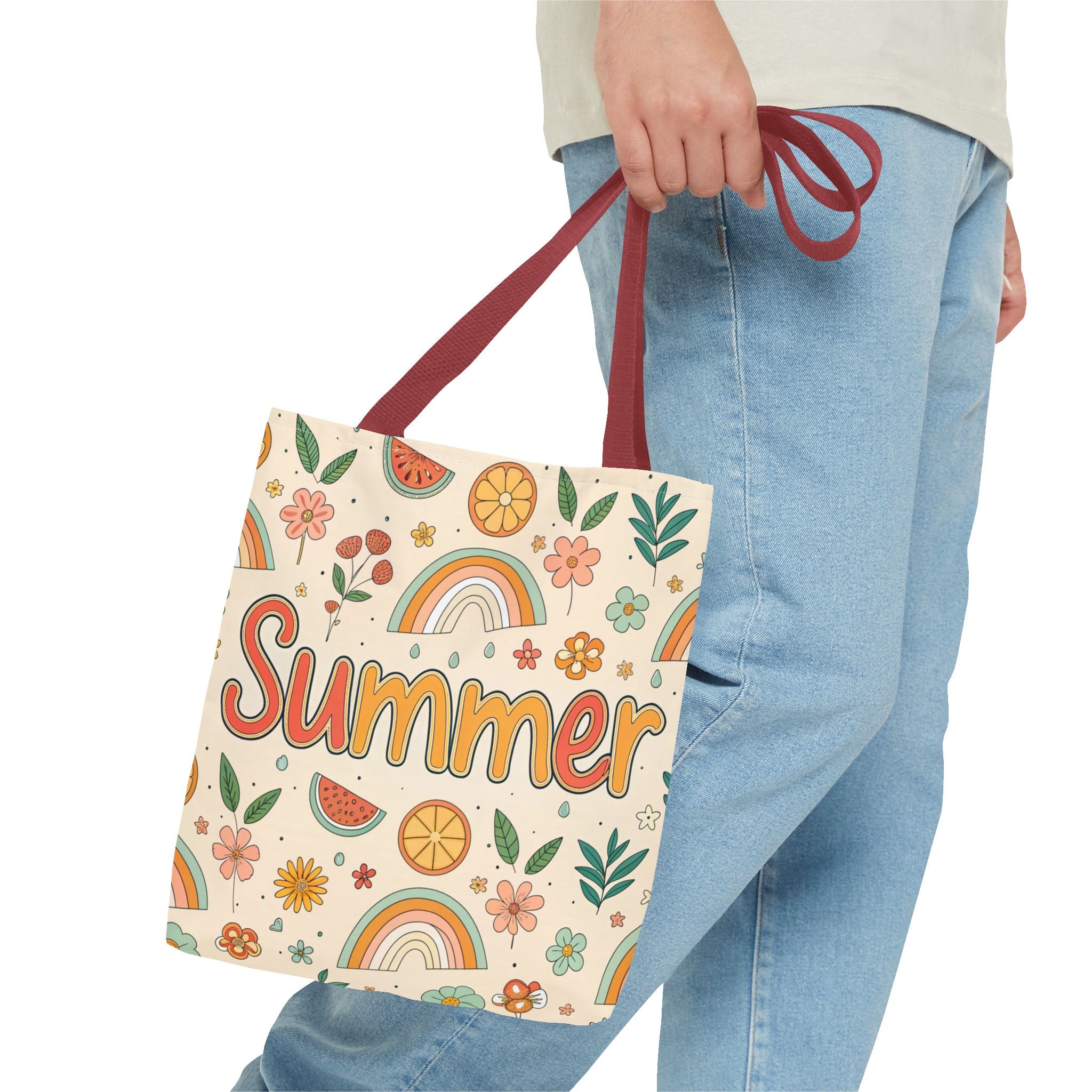 Summer Pattern Tote Bag | Rainbow, Watermelon, Floral Beach Vibes