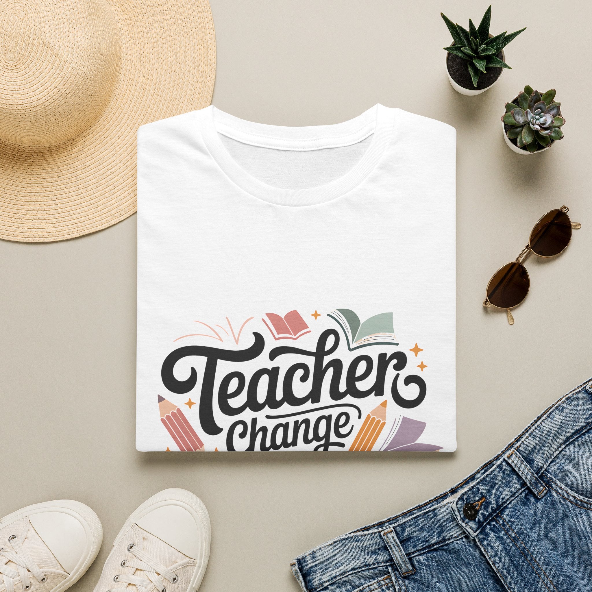 Teacher Change the World T-Shirt | School Teacher Typography Tee