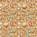 Seashell Beach Seamless Pattern PNG | Coastal Ocean Design | Digital Download for Sublimation & Crafts
