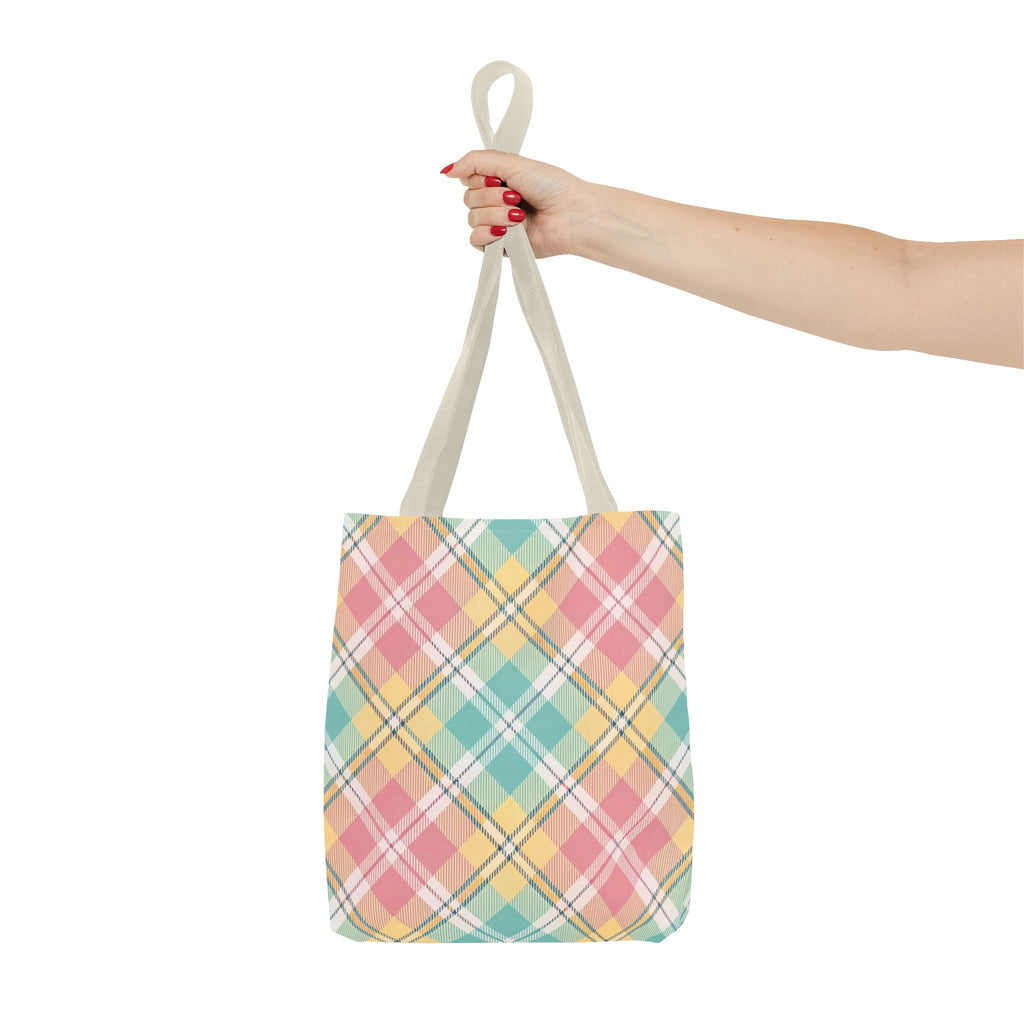 Pastel Plaid Tote Bag | Spring Plaid Pattern, Pastel Checkered Tote
