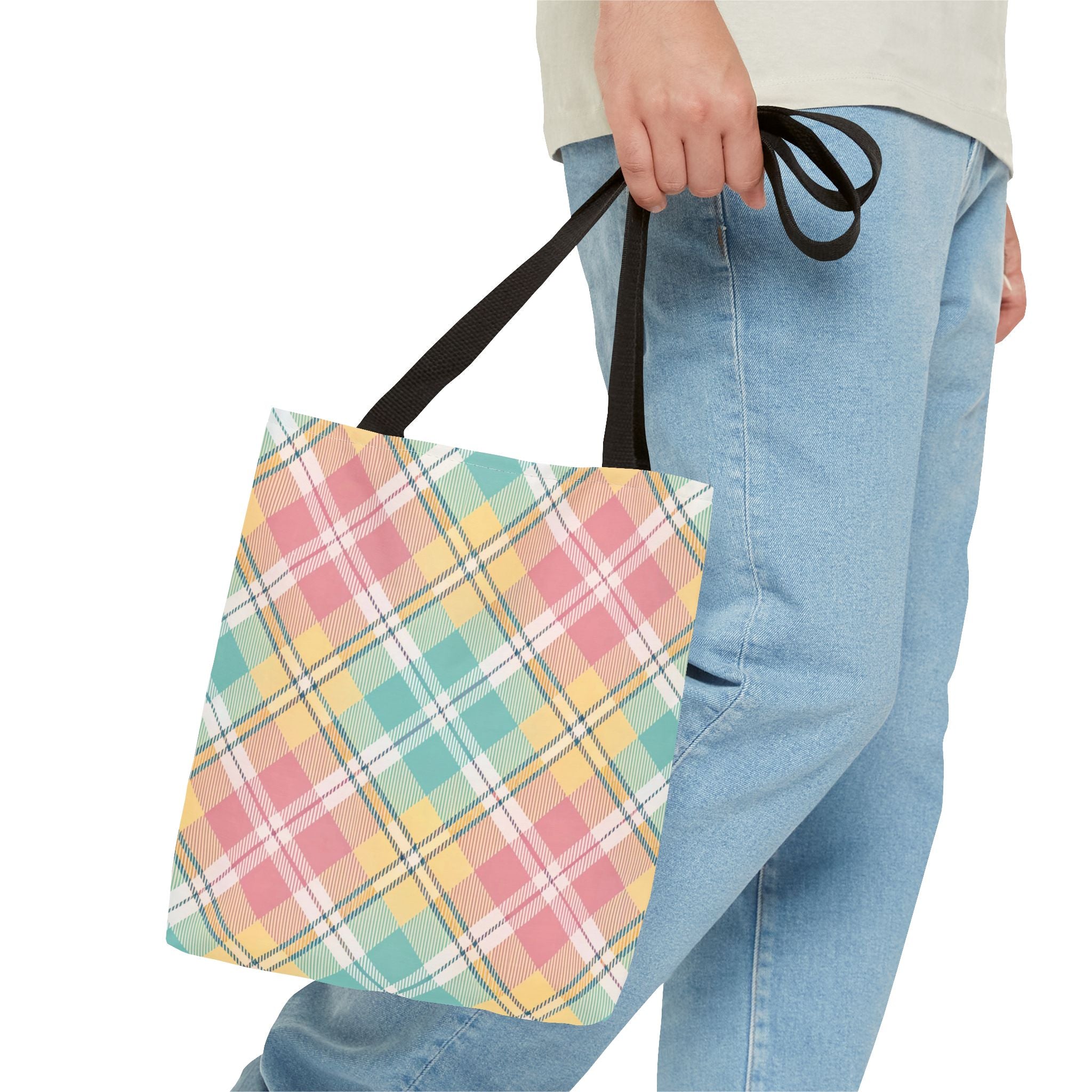 Pastel Plaid Tote Bag | Spring Plaid Pattern, Pastel Checkered Tote