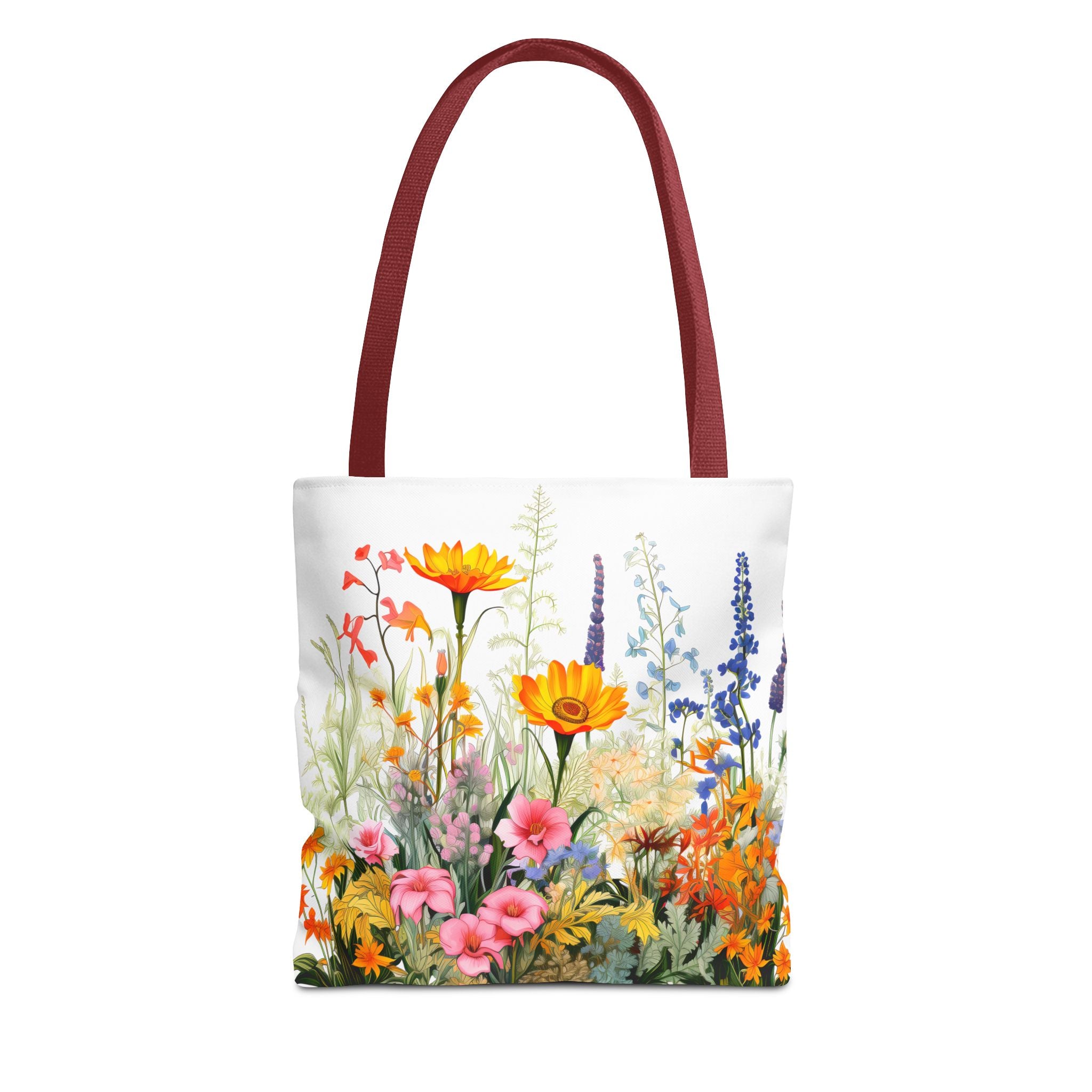 Wildflower Garden Tote Bag | Floral Meadow Illustration, Colorful Bloom Print
