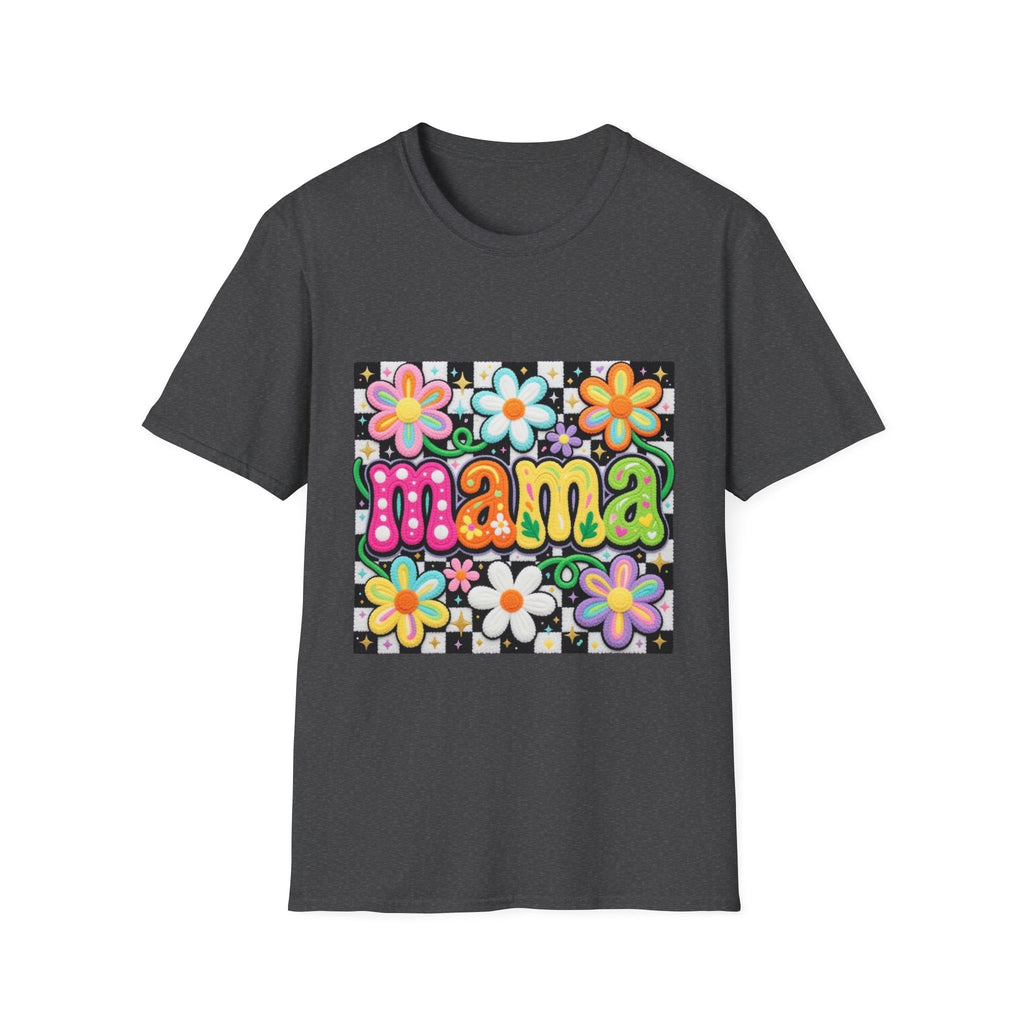 Mama Floral Retro Bubble Letters T-Shirt | Colorful Flower Design