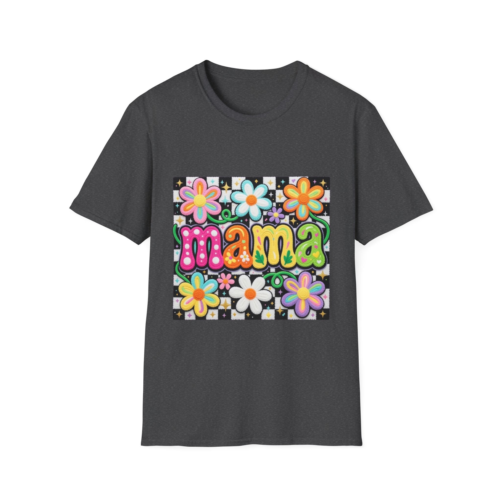 Mama Floral Retro Bubble Letters T-Shirt | Colorful Flower Design