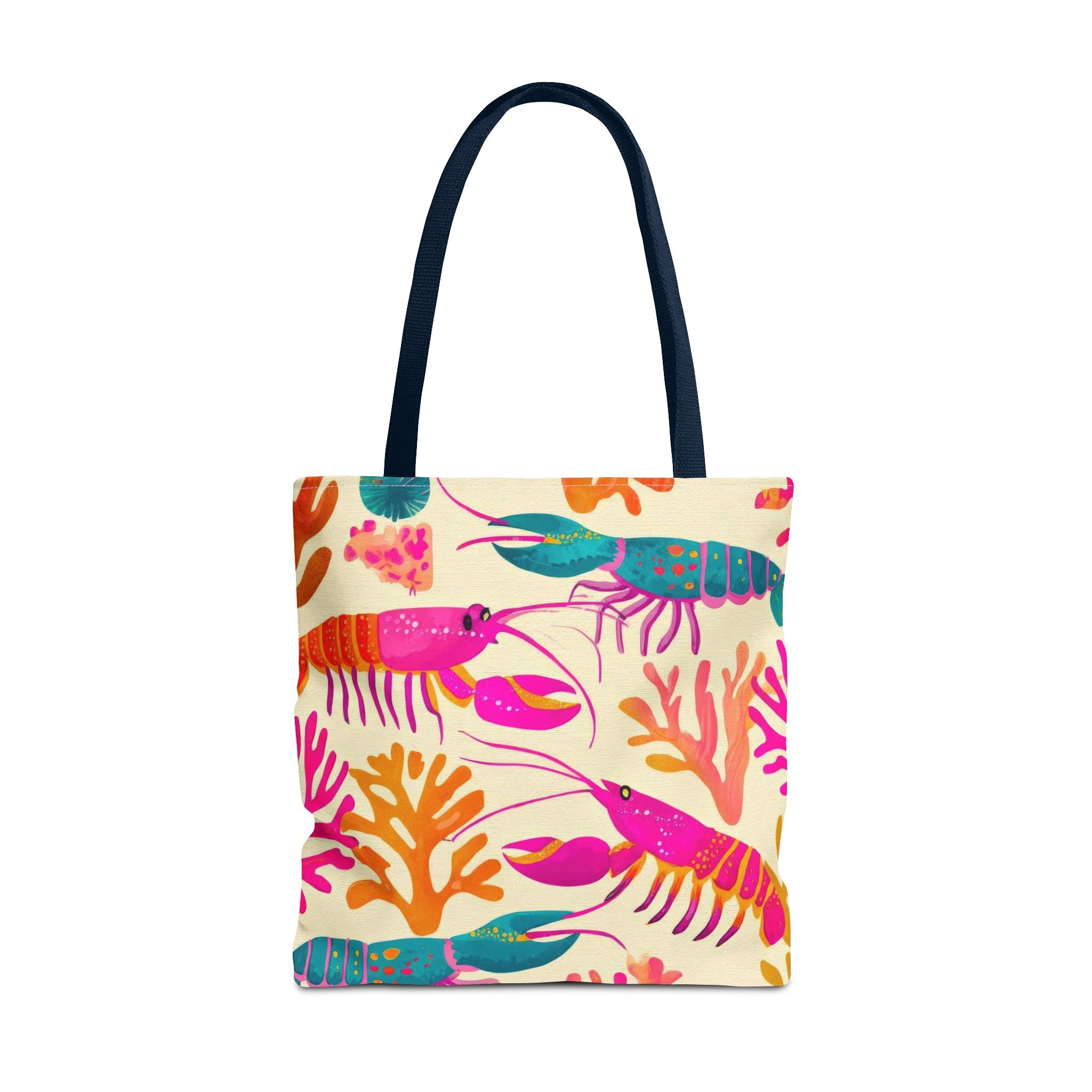 Colorful Lobster Pattern Tote Bag | Tropical Sea Life Coral Print