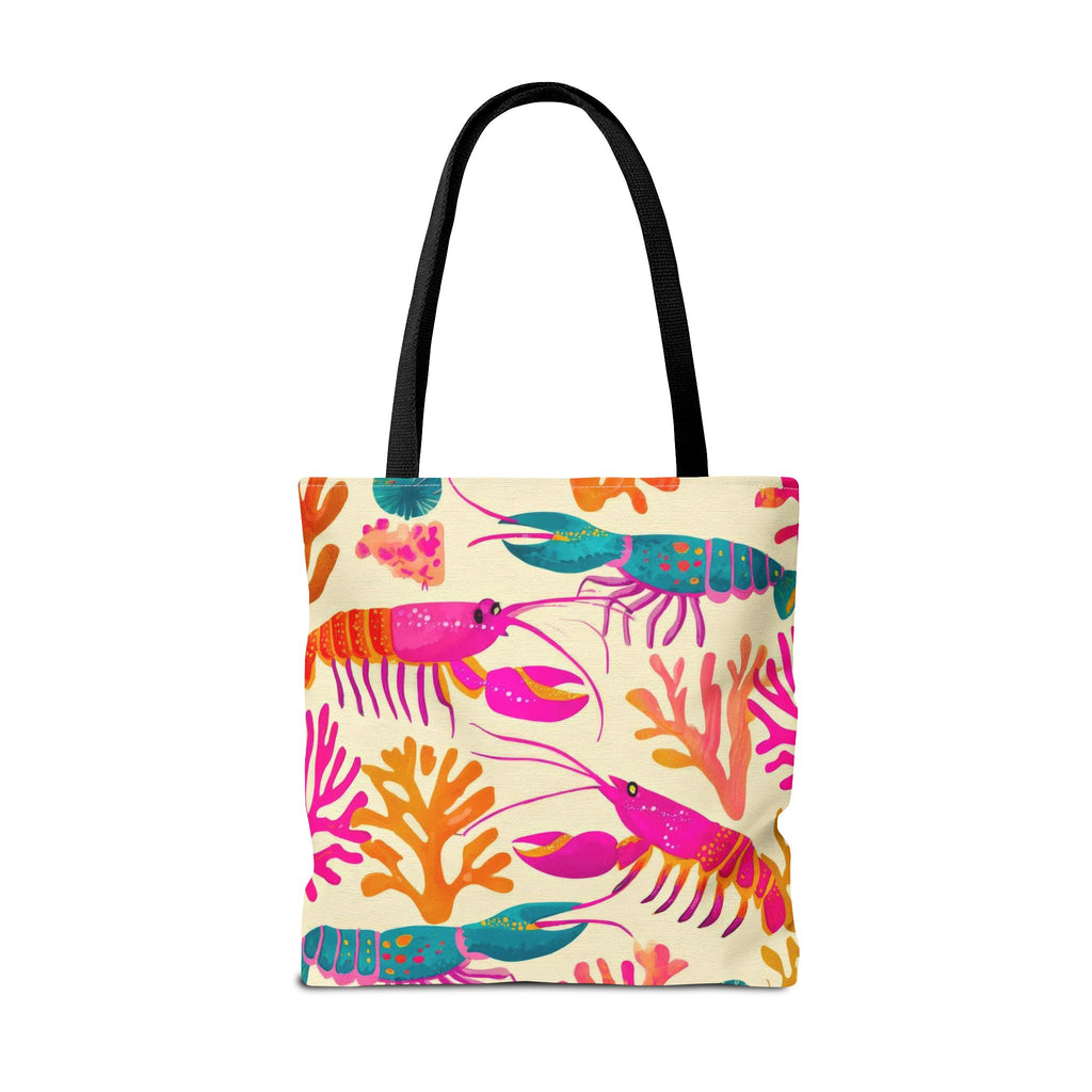 Colorful Lobster Pattern Tote Bag | Tropical Sea Life Coral Print