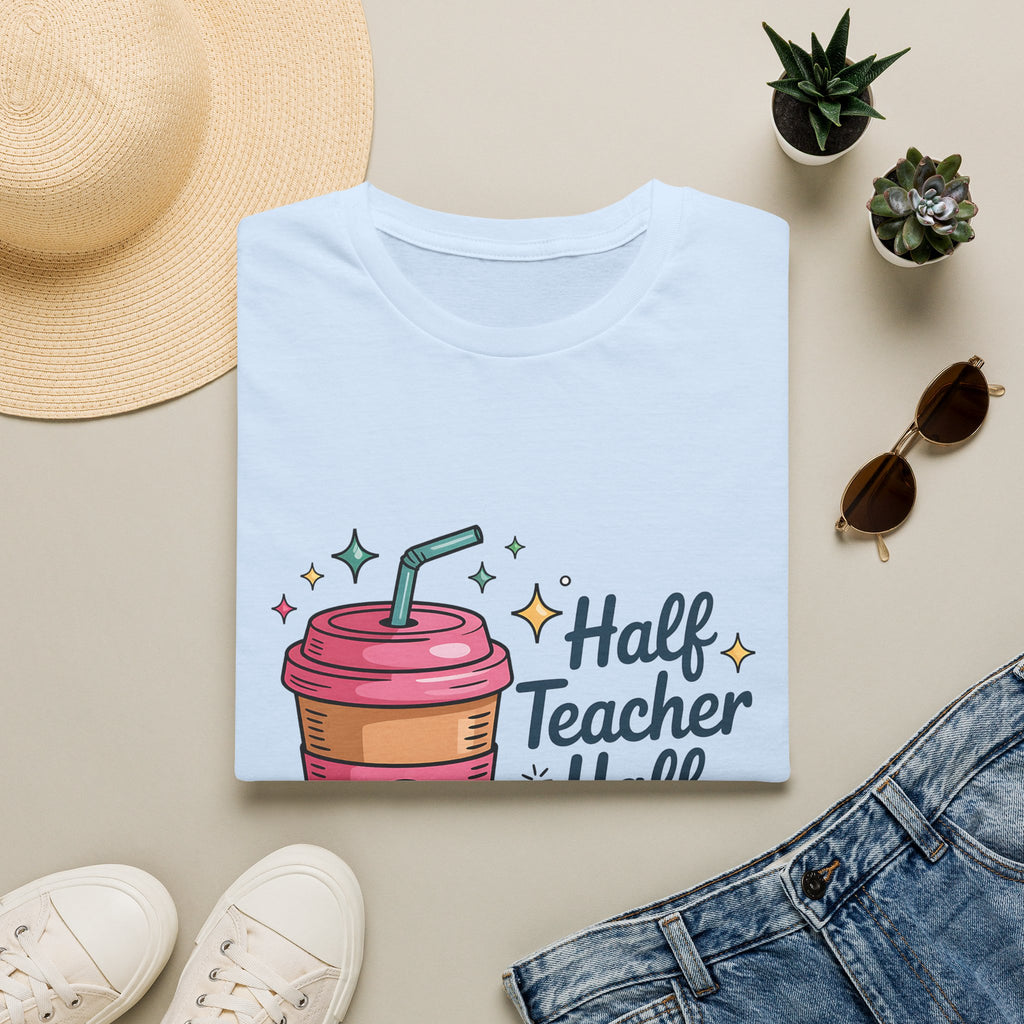 Half Teacher Half Coffee T-Shirt | Cute Coffee Cup Teacher Tee