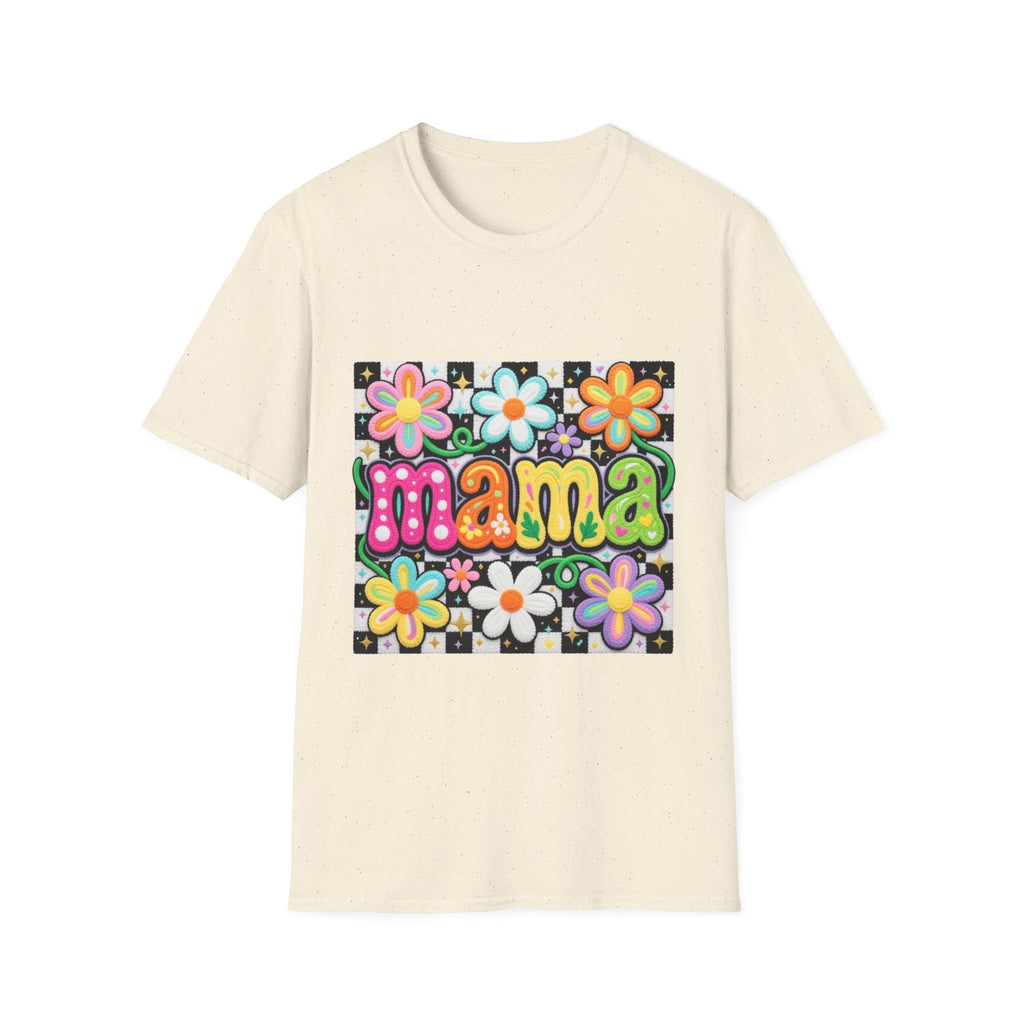 Mama Floral Retro Bubble Letters T-Shirt | Colorful Flower Design