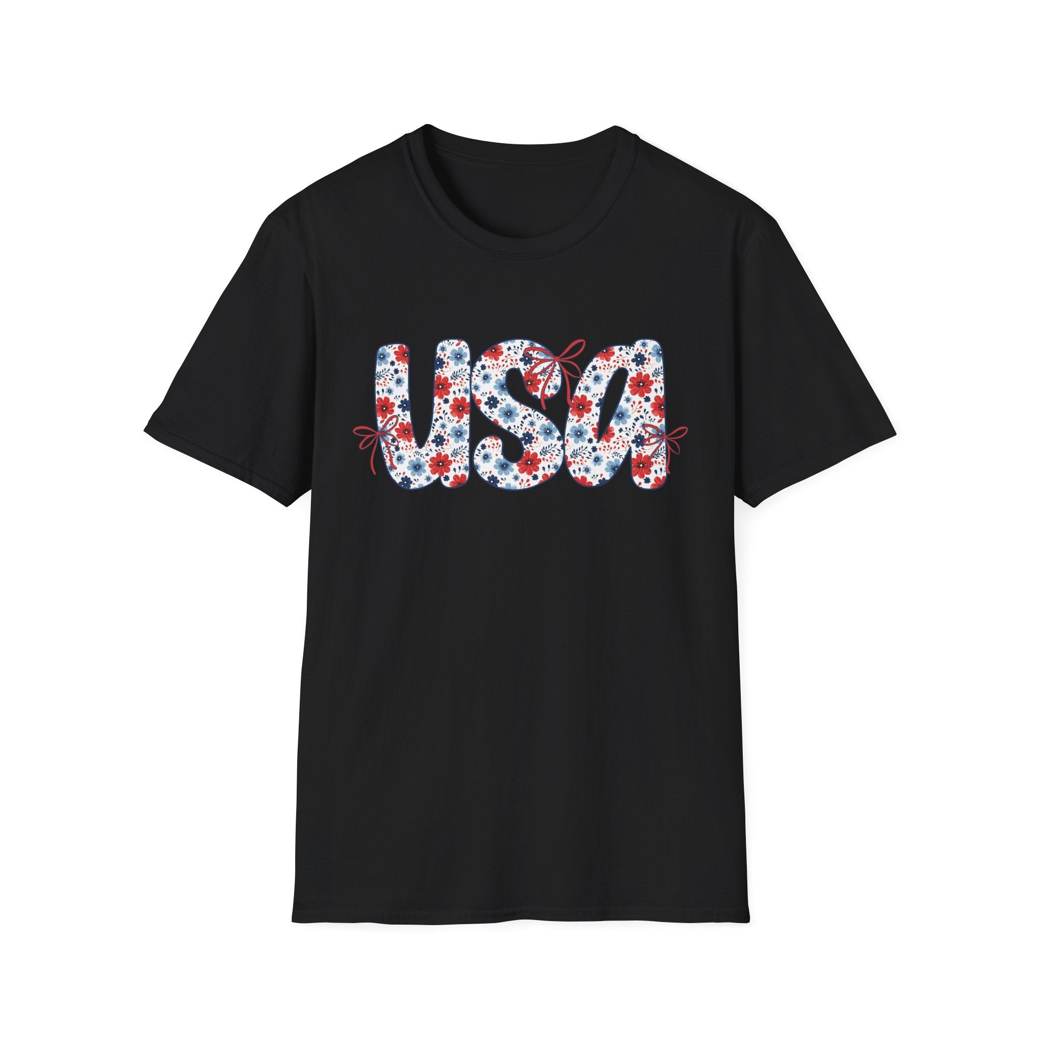 USA floral letters T-Shirt | Patriotic 4th of July design