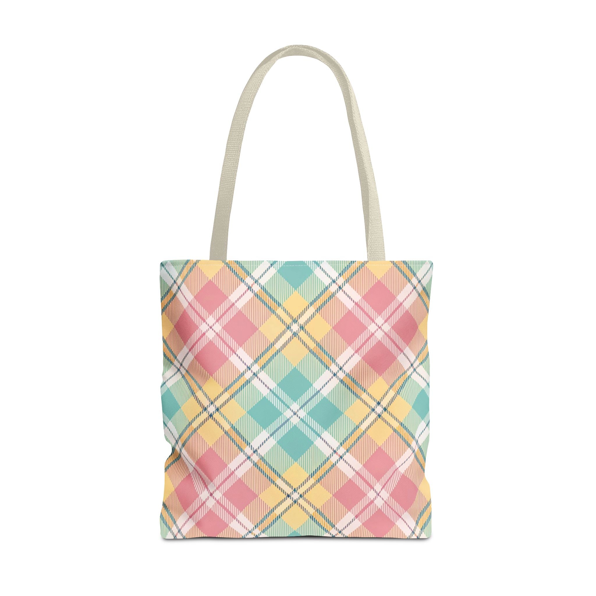 Pastel Plaid Tote Bag | Spring Plaid Pattern, Pastel Checkered Tote