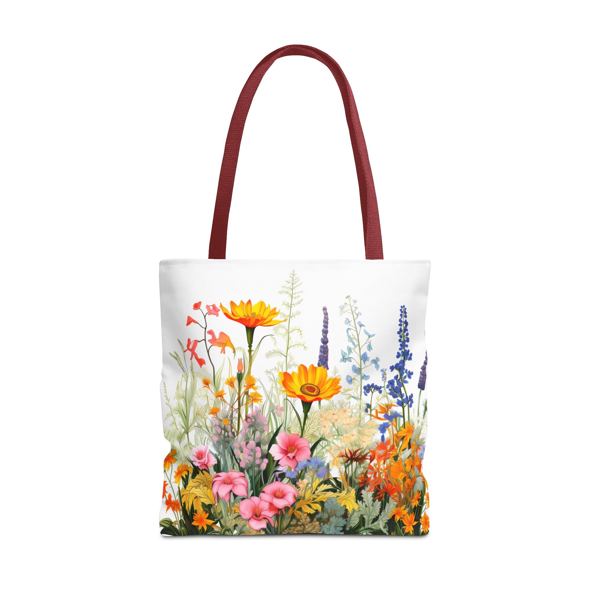 Wildflower Garden Tote Bag | Floral Meadow Illustration, Colorful Bloom Print