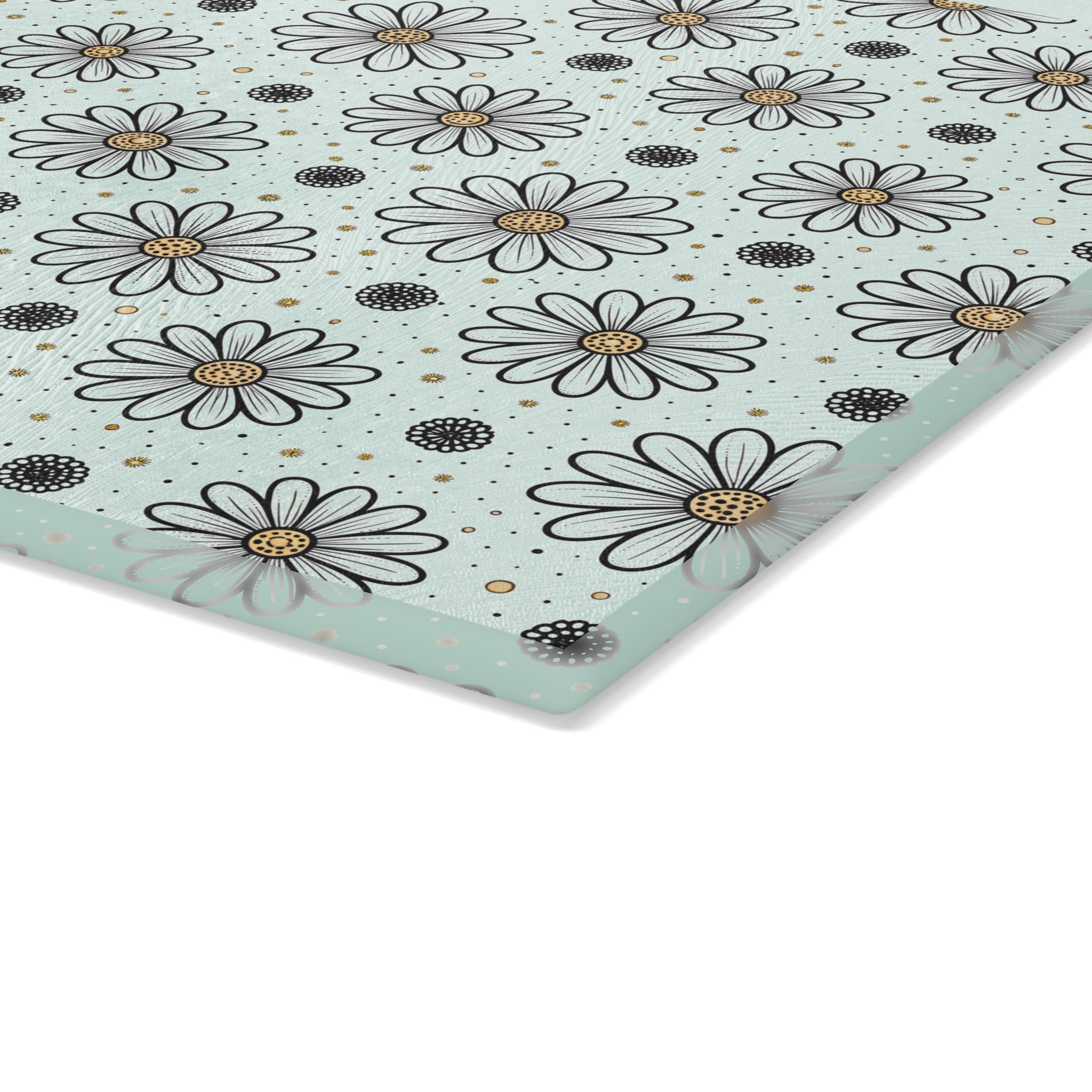 Daisy Pattern Glass Cutting Board | Floral Kitchen Decor
