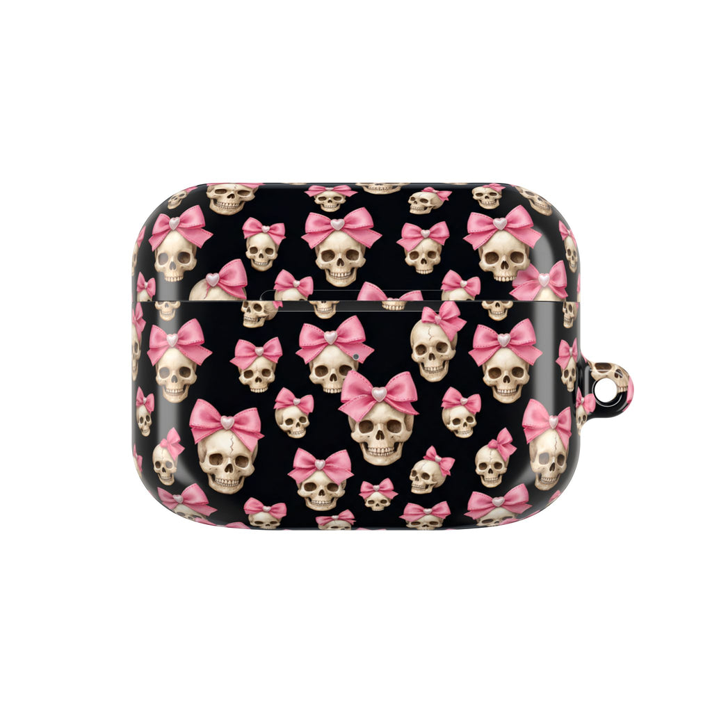 Pink Bow Skull AirPod Case | Cute Gothic Skull Pattern