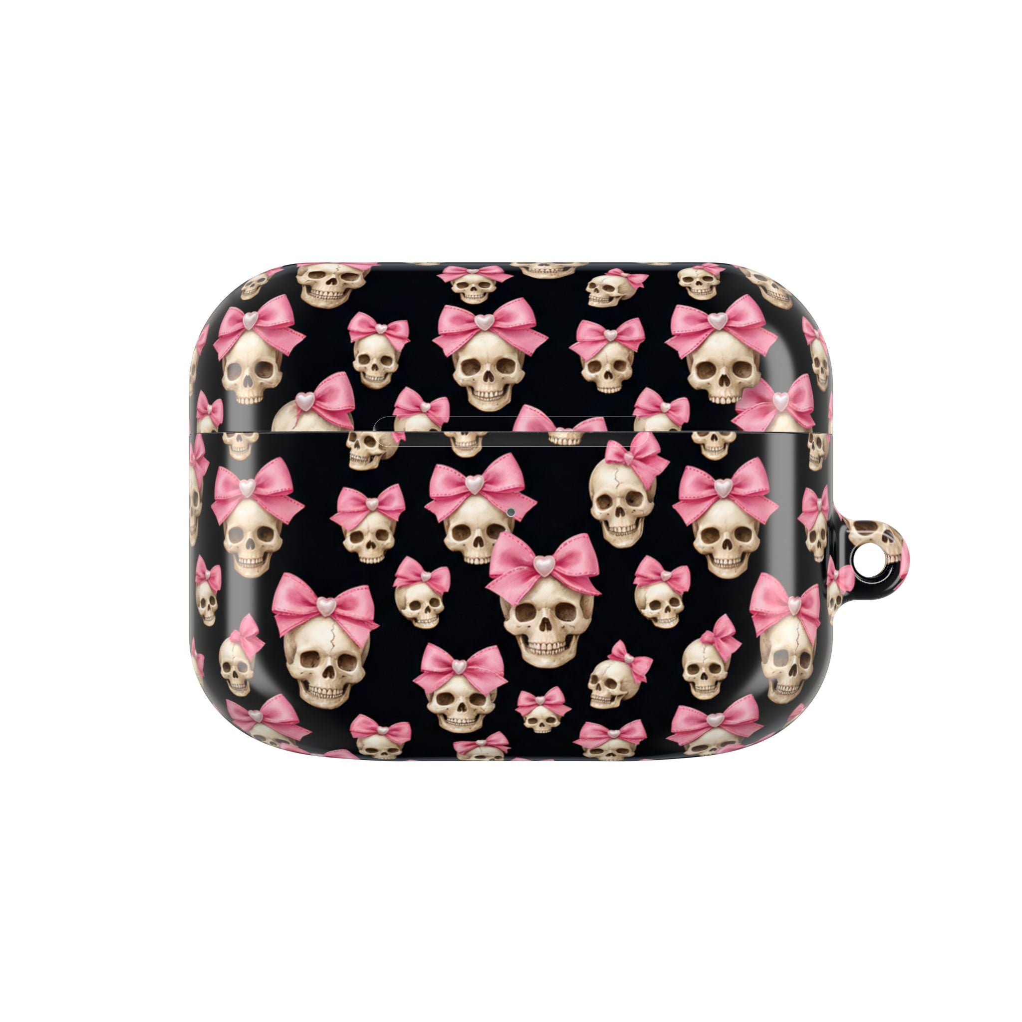Pink Bow Skull AirPod Case | Cute Gothic Skull Pattern