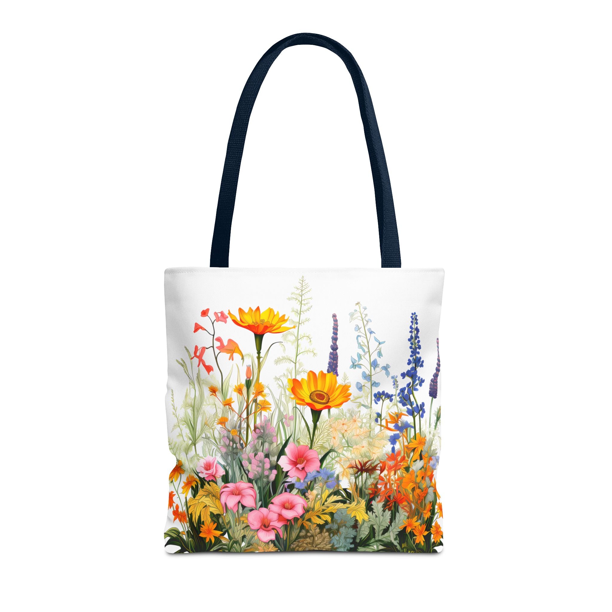 Wildflower Garden Tote Bag | Floral Meadow Illustration, Colorful Bloom Print