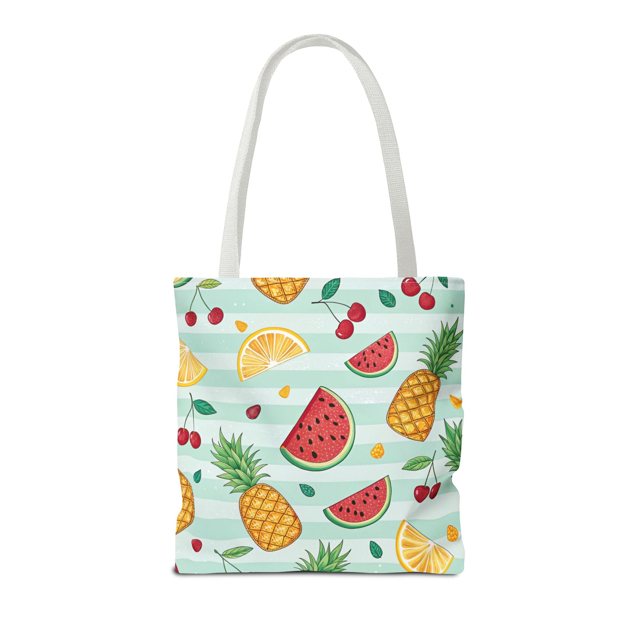 Tropical Fruit Pattern Tote Bag | Pineapple Watermelon Cherry Citrus Beach