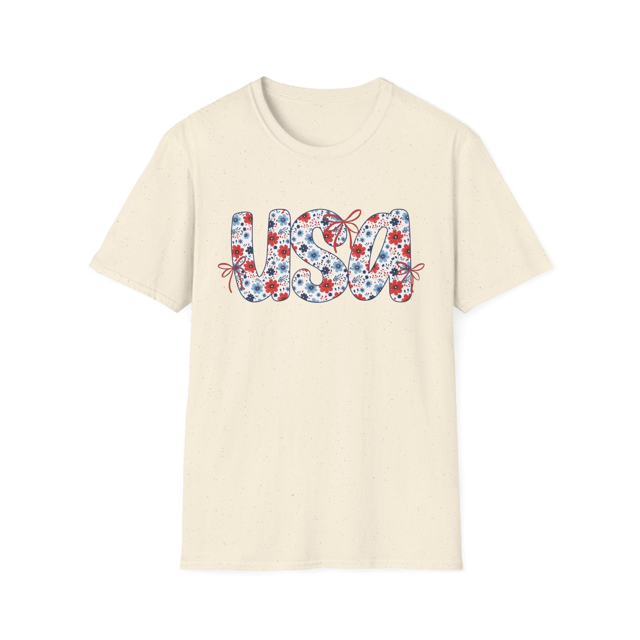 USA floral letters T-Shirt | Patriotic 4th of July design