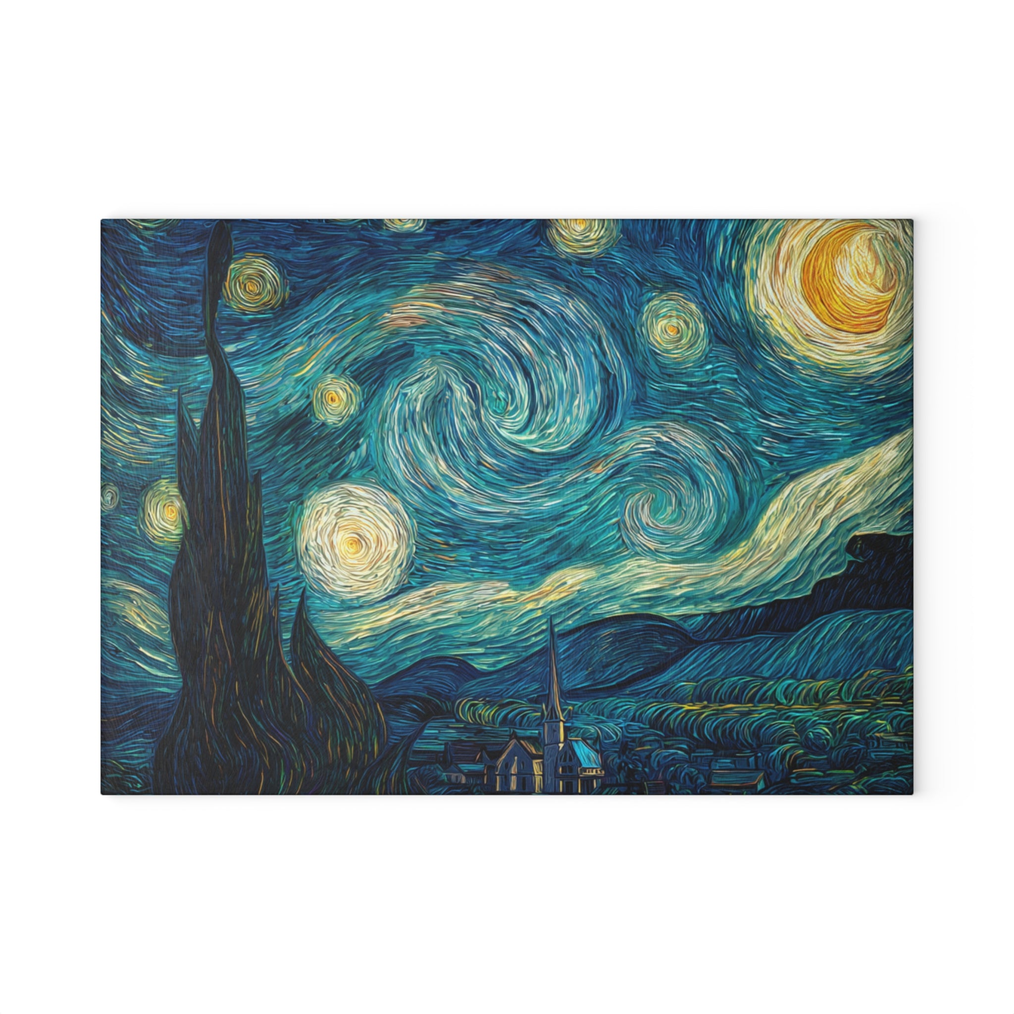 Starry Night artwork Glass Cutting Board | Van Gogh inspired kitchen decor