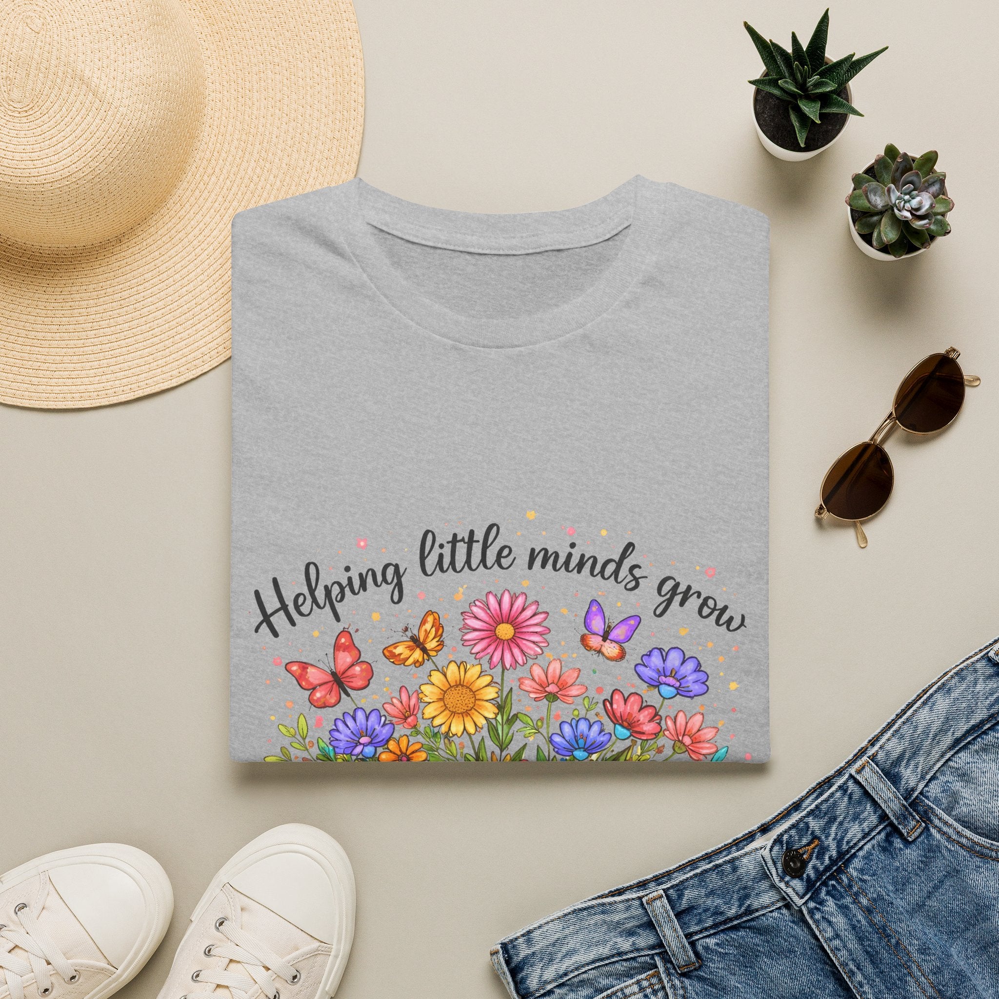 Helping Little Minds Grow T-Shirt | Teach Love Inspire, Floral Open Book Design