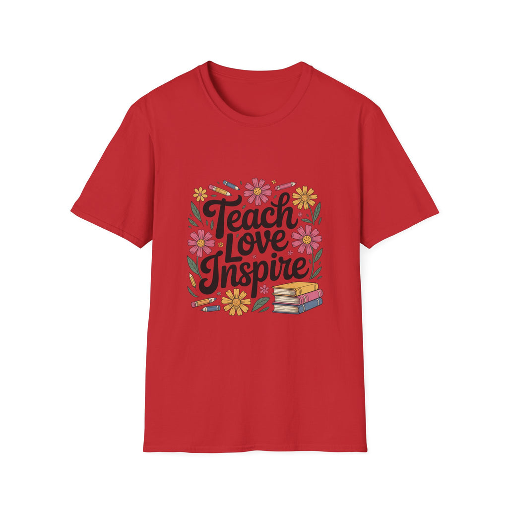 Teach Love Inspire T-Shirt | Floral Books Teacher Appreciation