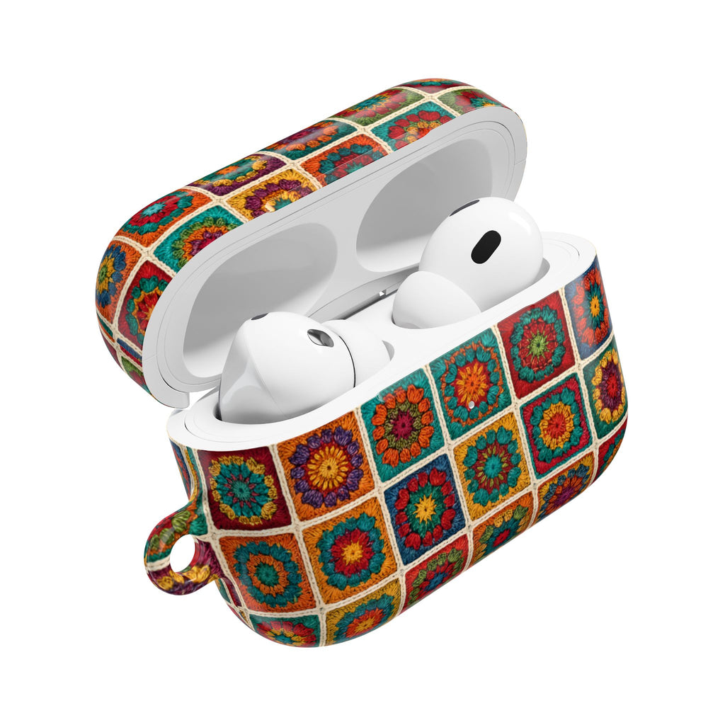 Colorful Crochet Granny Square AirPod Case | Boho Mosaic Pattern