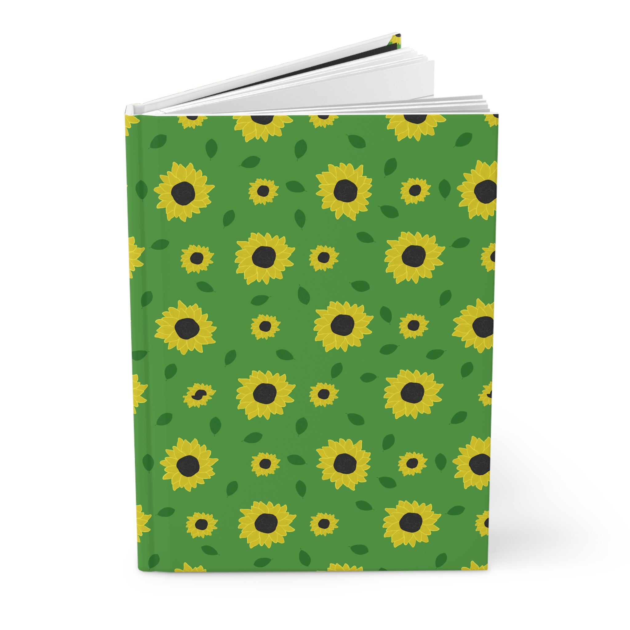 Sunflower Pattern Hardcover Journal Green Floral Notebook for Notes & Gifts