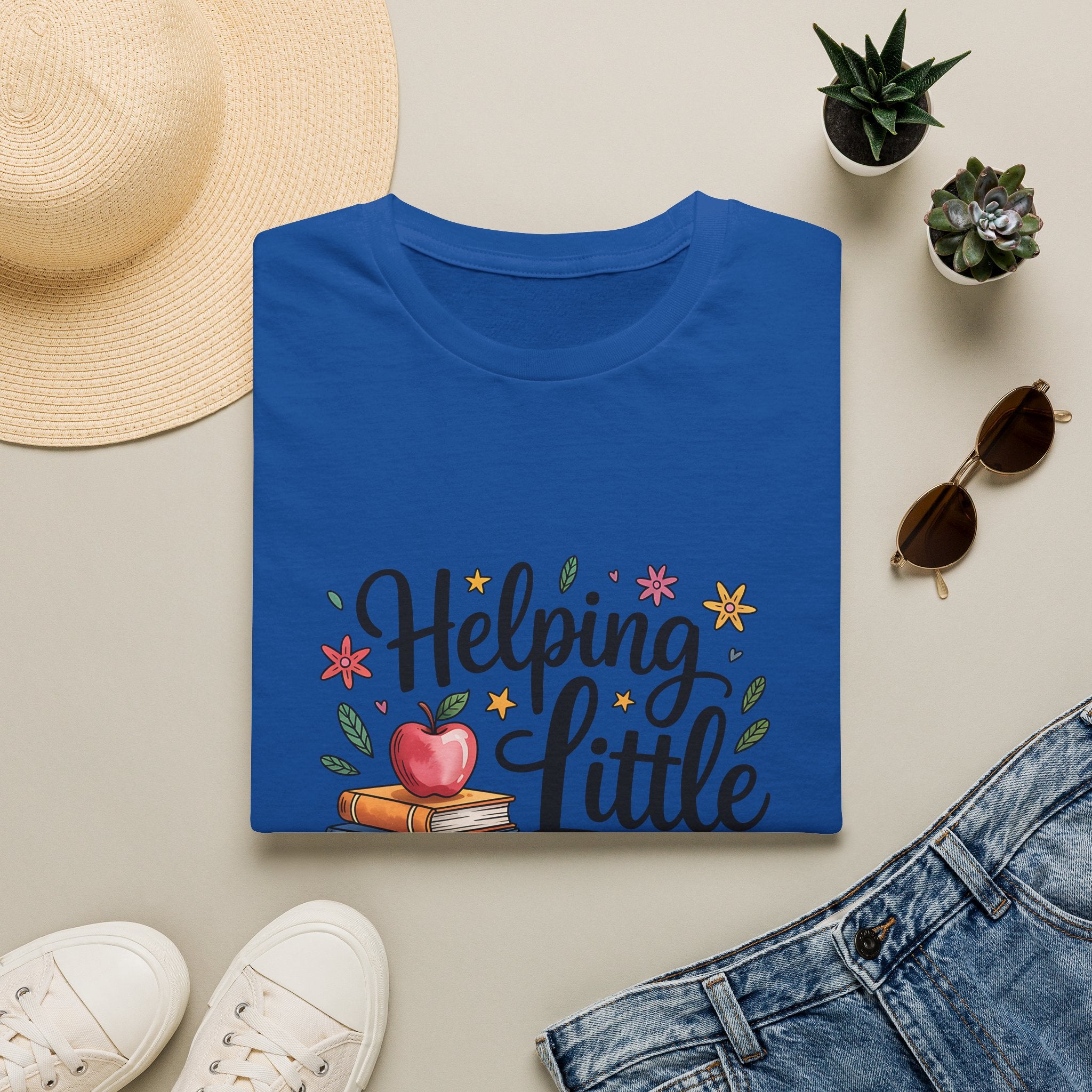 Helping Little Minds Grow T-Shirt | Teacher Books Apple Pencil Design
