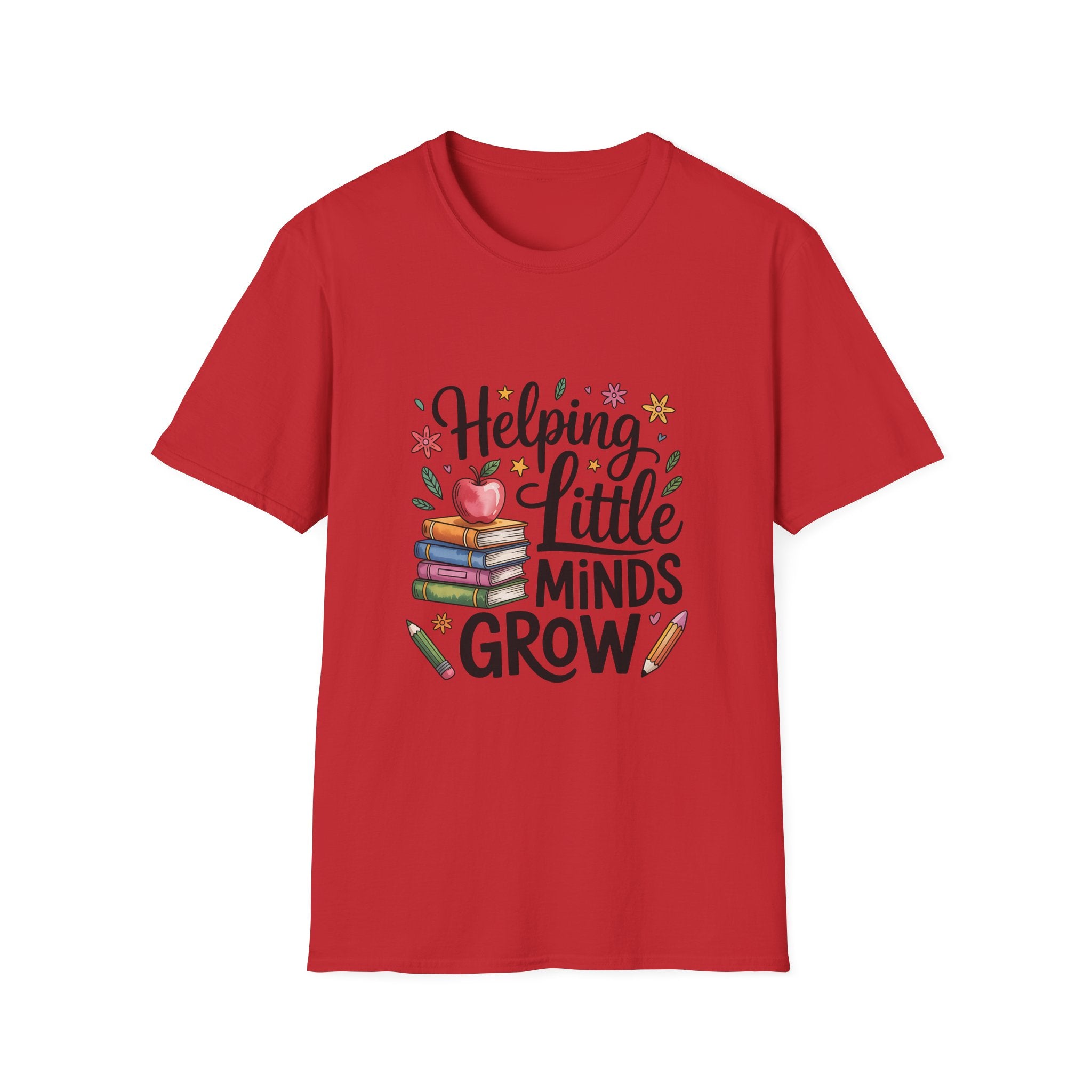Helping Little Minds Grow T-Shirt | Teacher Books Apple Pencil Design