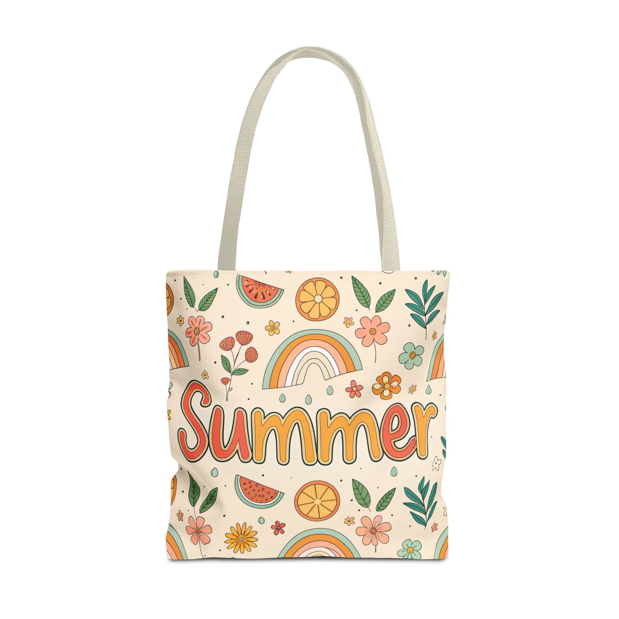 Summer Pattern Tote Bag | Rainbow, Watermelon, Floral Beach Vibes