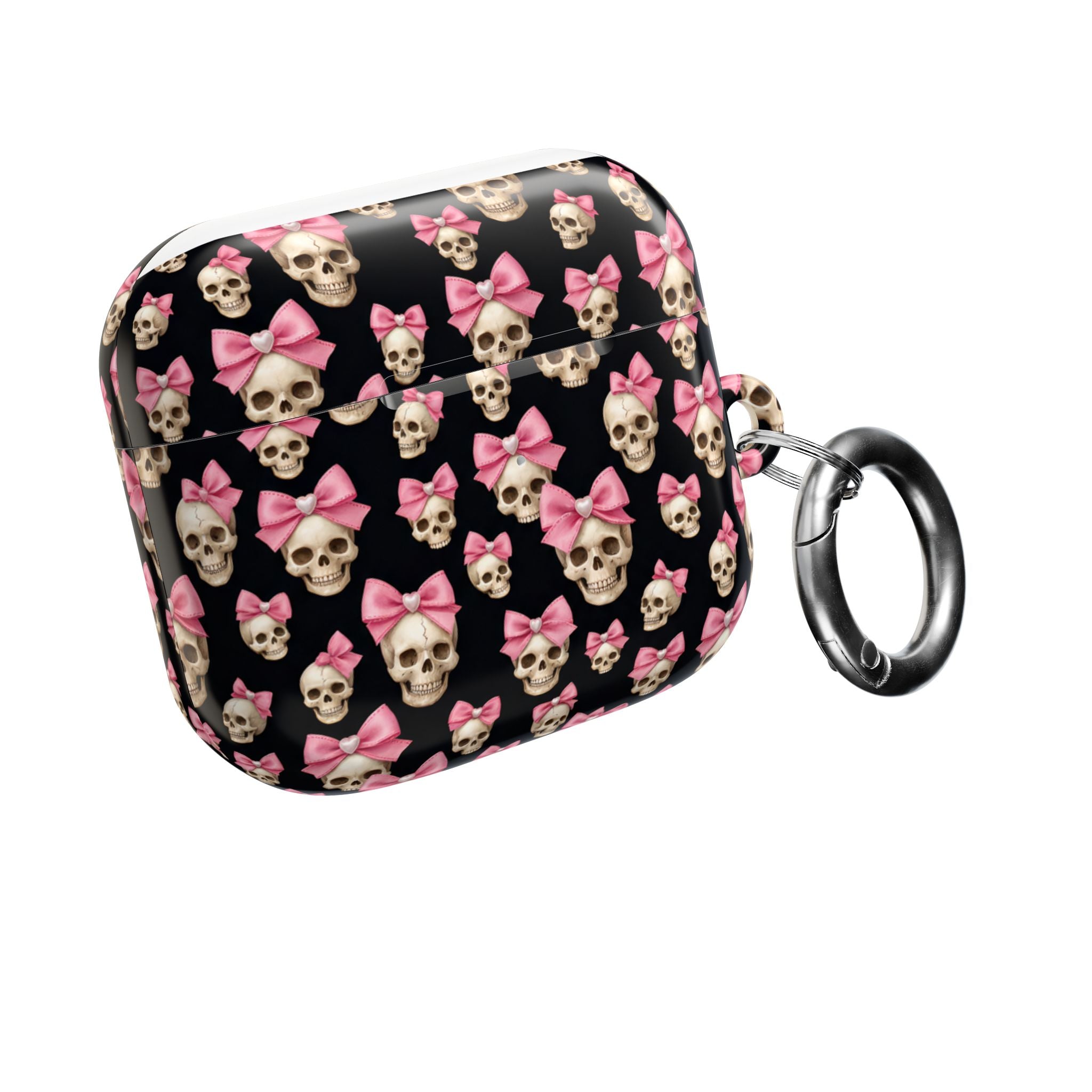 Pink Bow Skull AirPod Case | Cute Gothic Skull Pattern