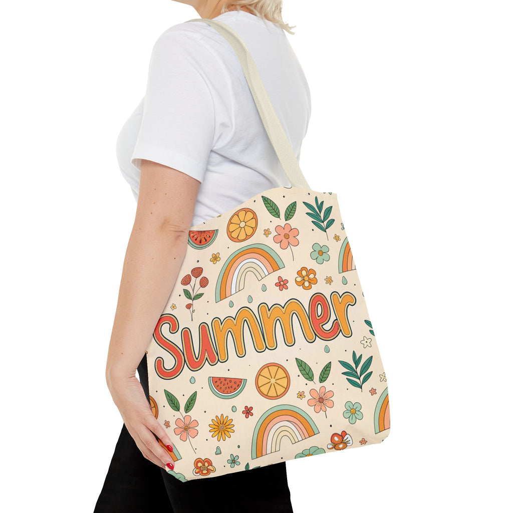 Summer Pattern Tote Bag | Rainbow, Watermelon, Floral Beach Vibes